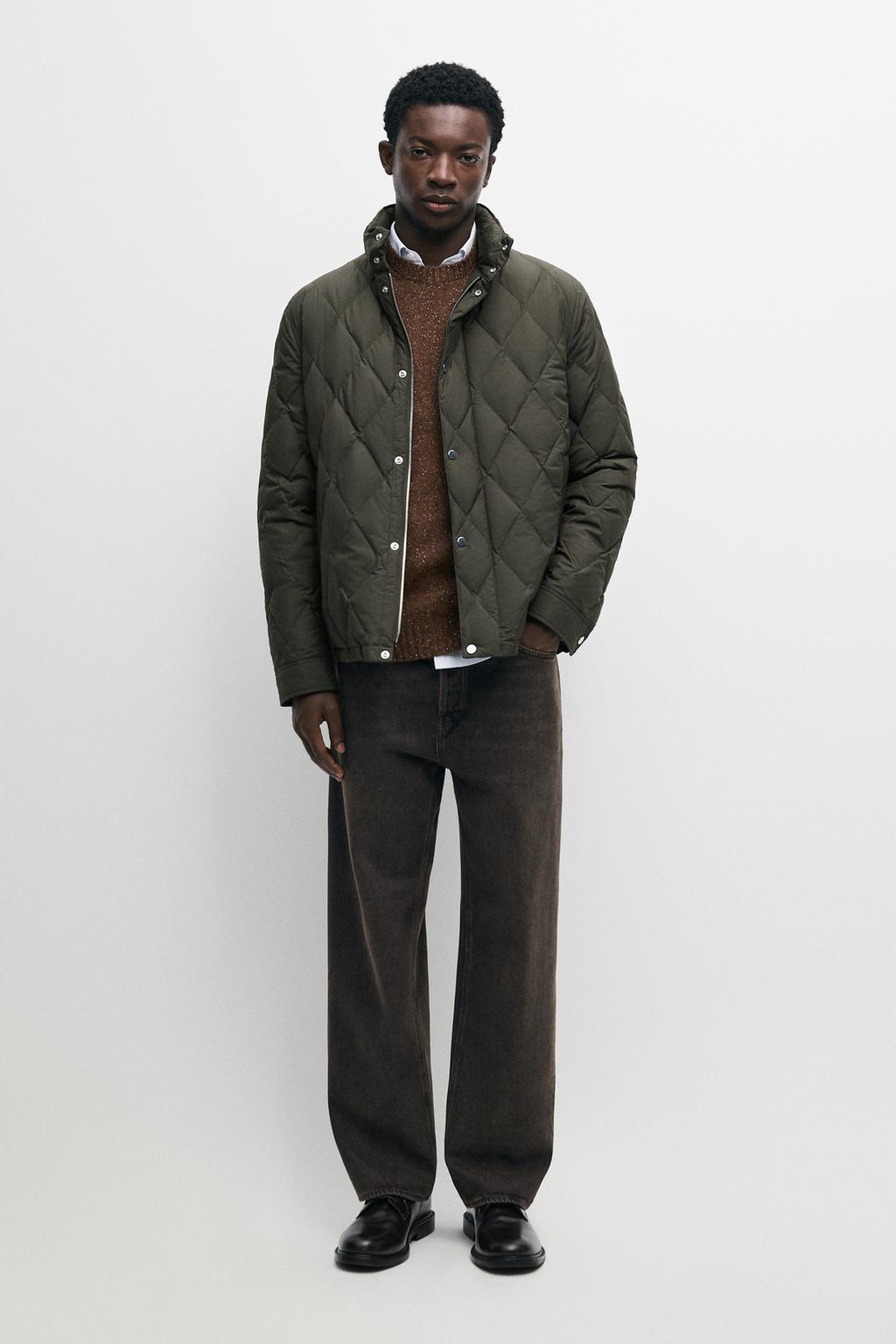 Down jacket with button detail