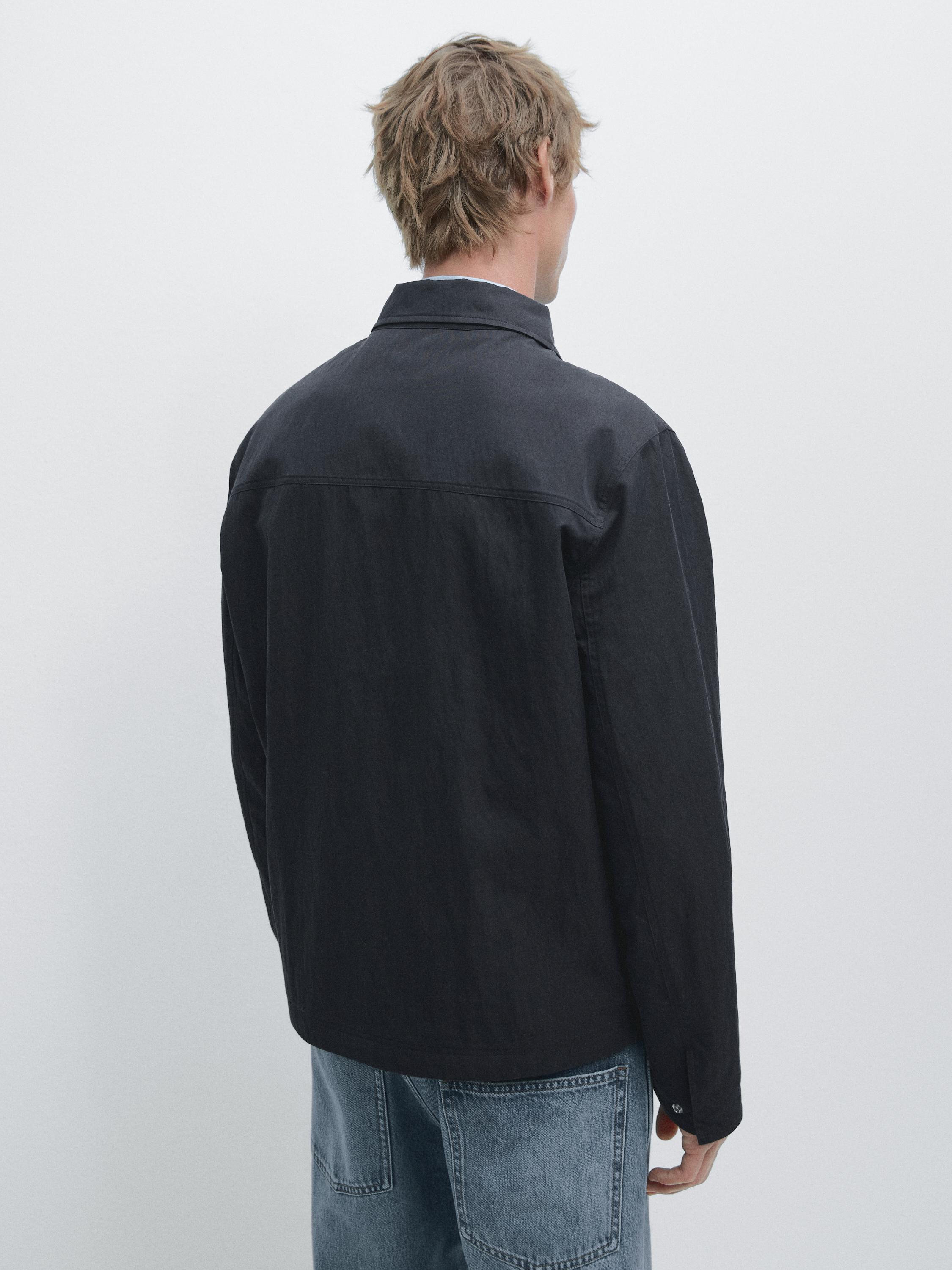 Cotton blend toggle jacket — NAVY BLUE