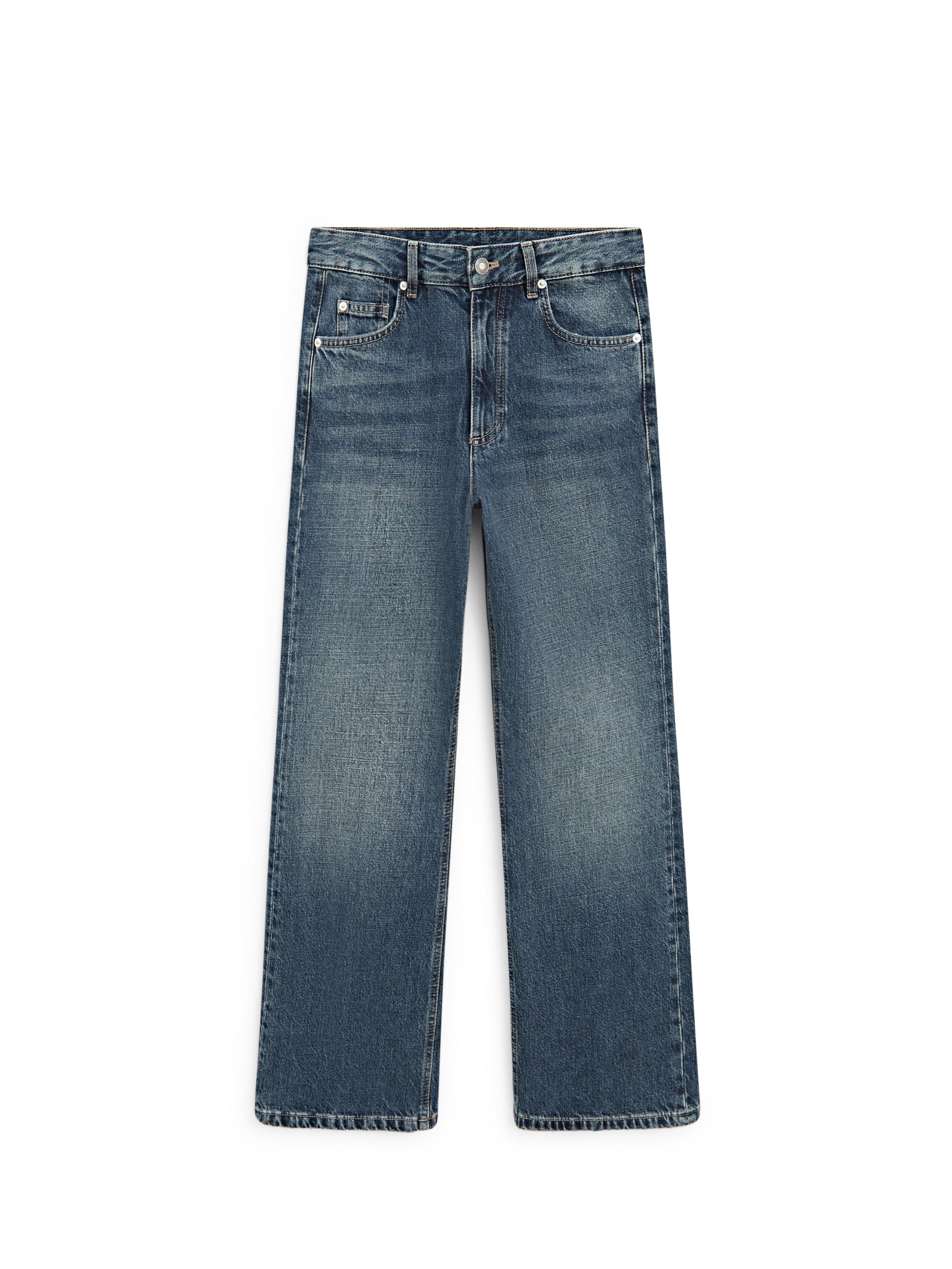 Mid-rise cropped flare fit jeans — MEDIUM BLUE