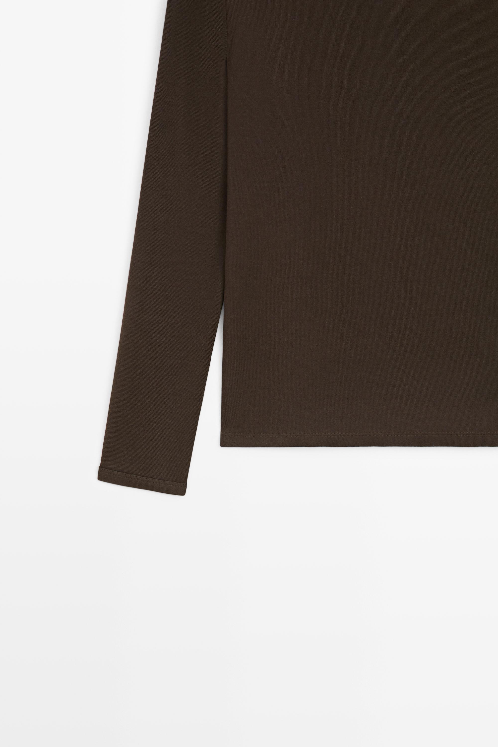 Long Sleeve Boat Neck T-shirt — BROWN