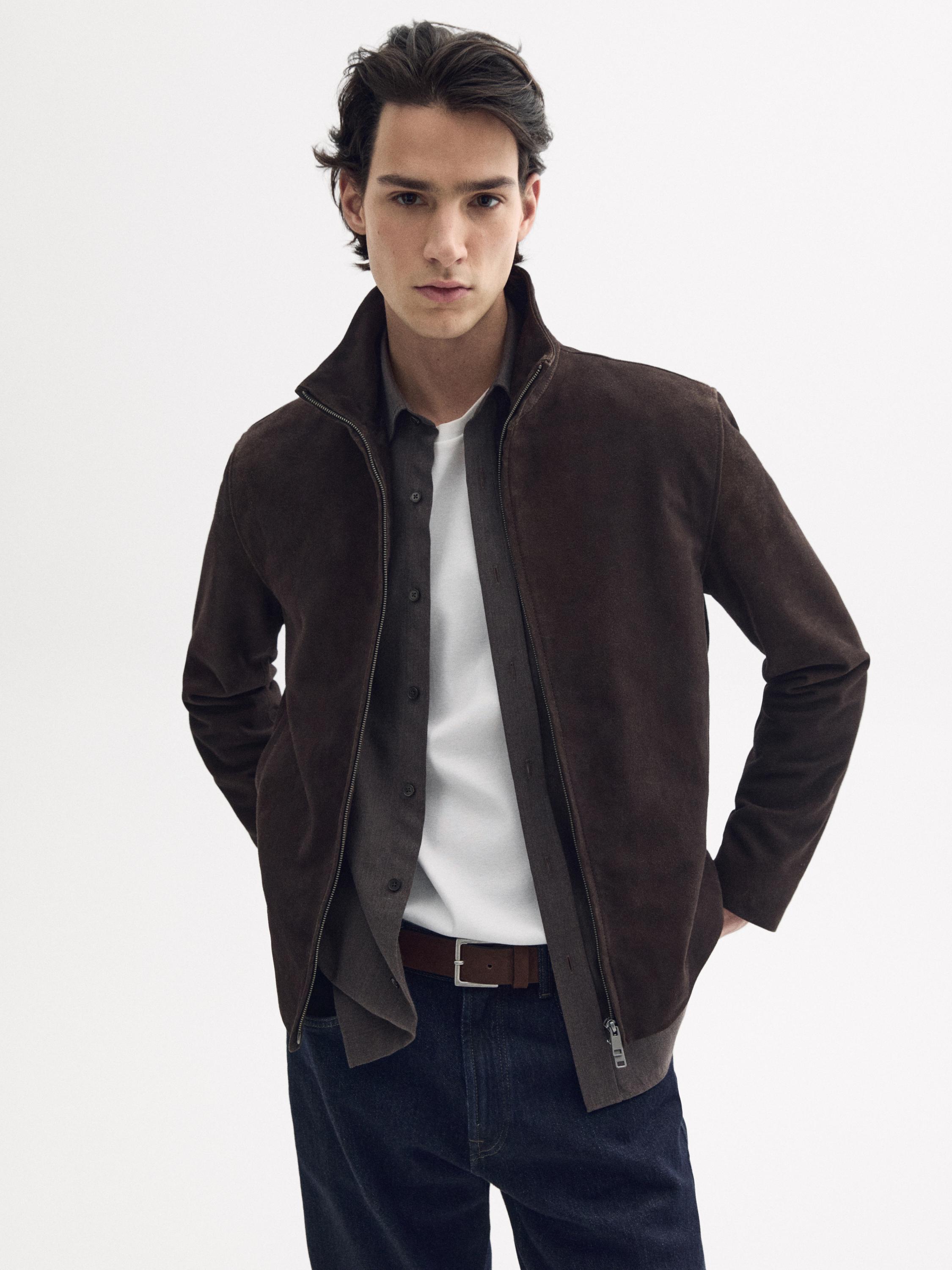 Suede leather jacket — GREY