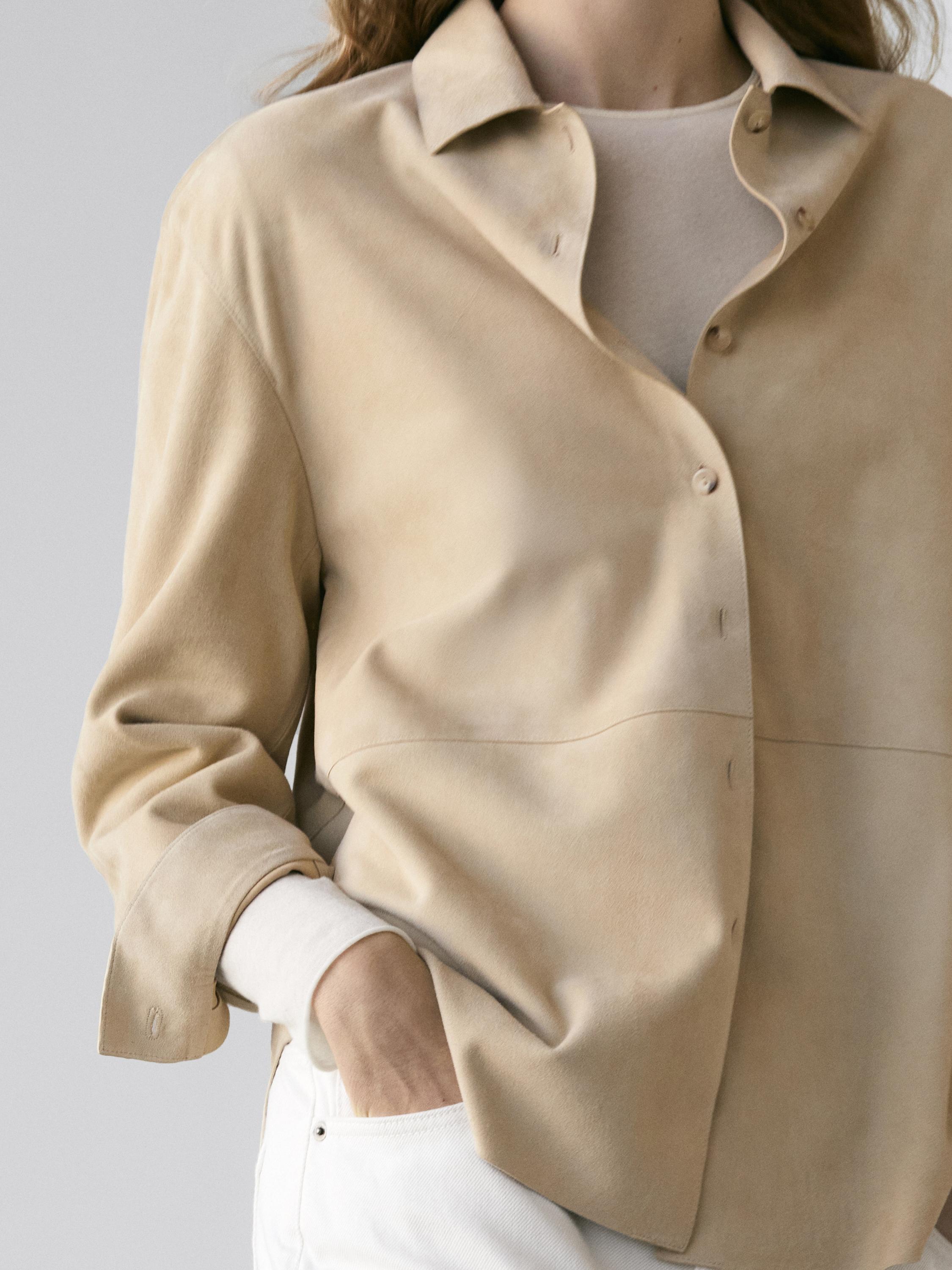 Suede leather shirt — SAND