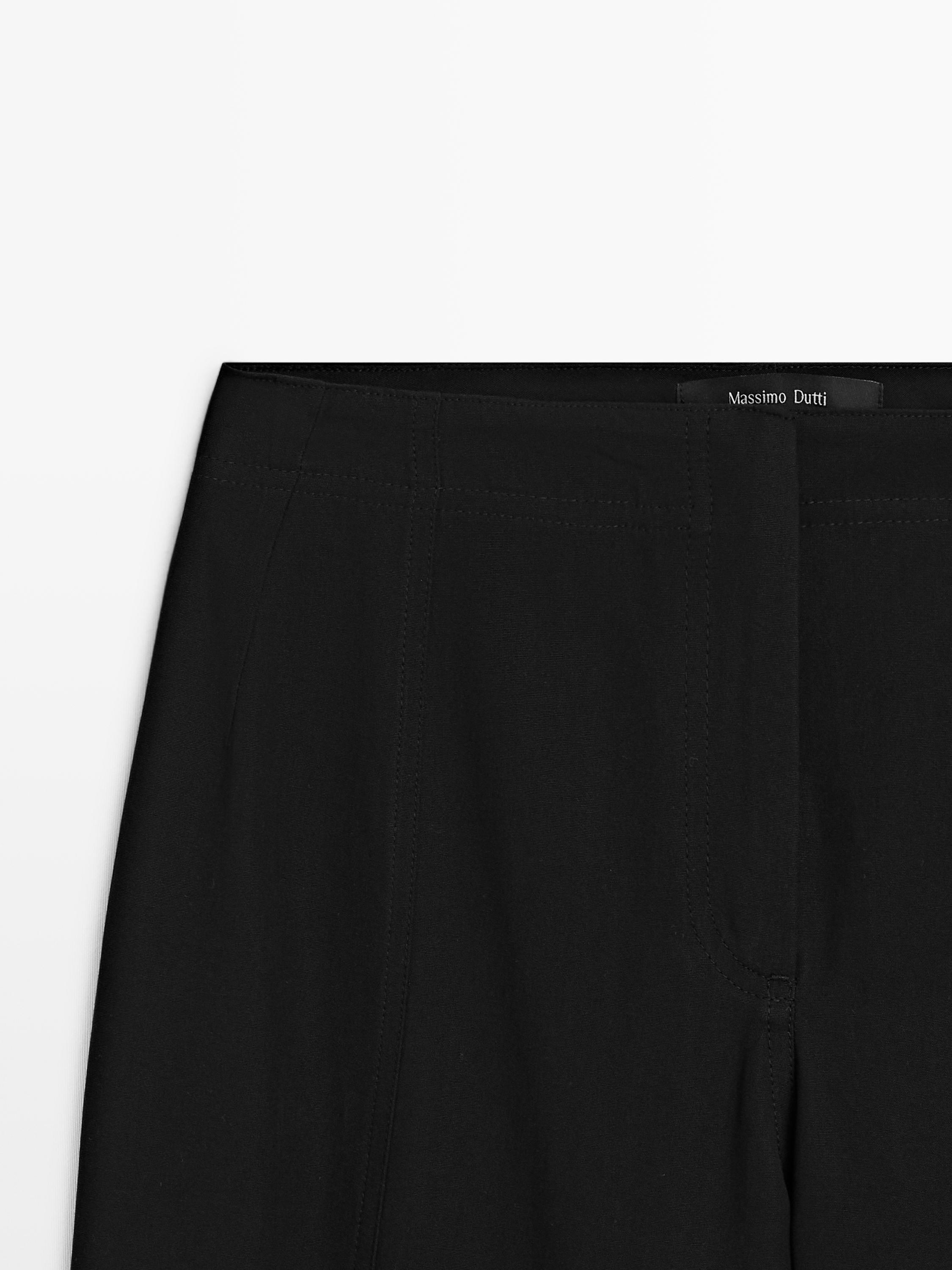 Cotton blend flared pants — BLACK