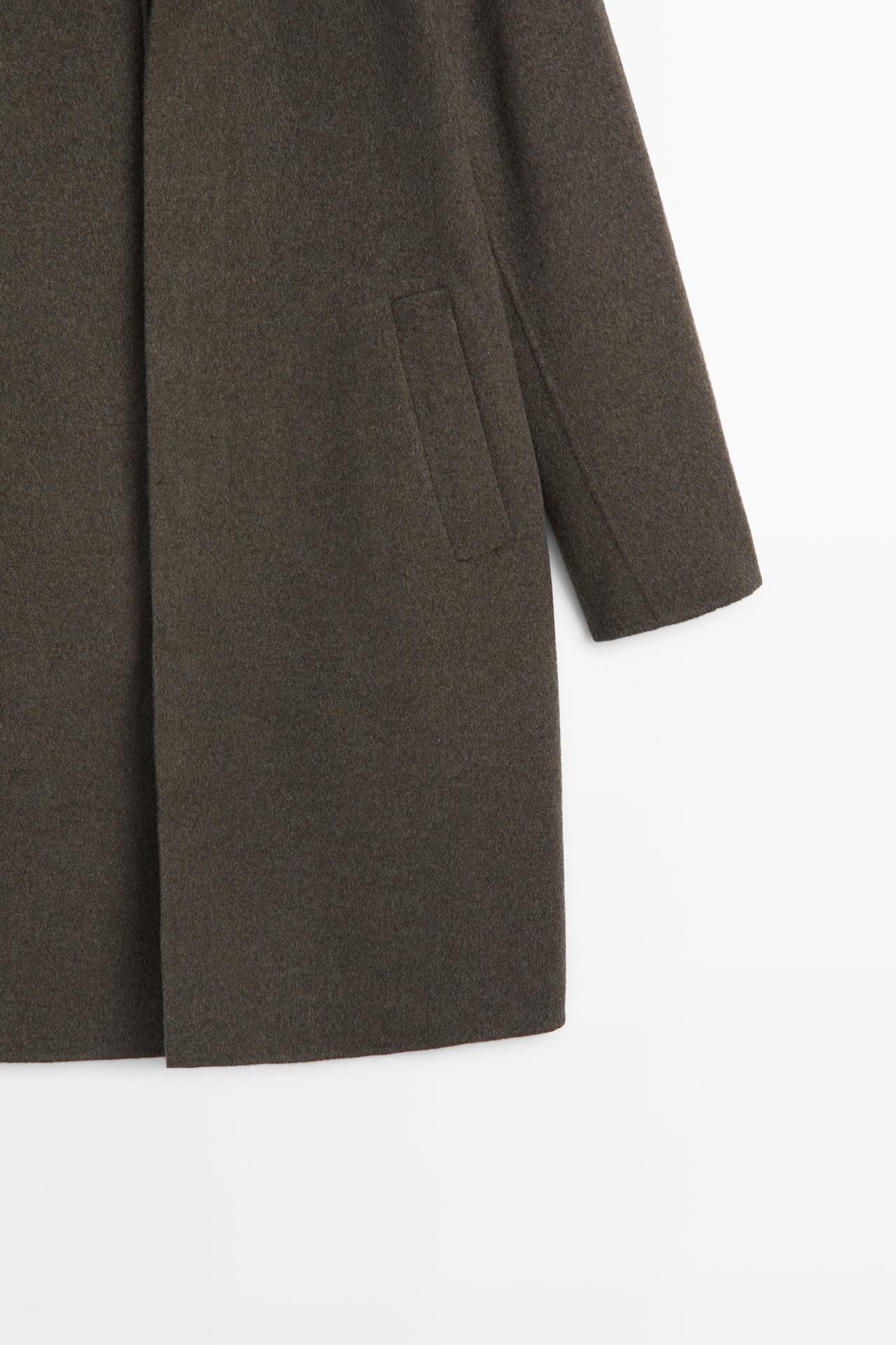 Long double-faced wool blend coat — BROWN