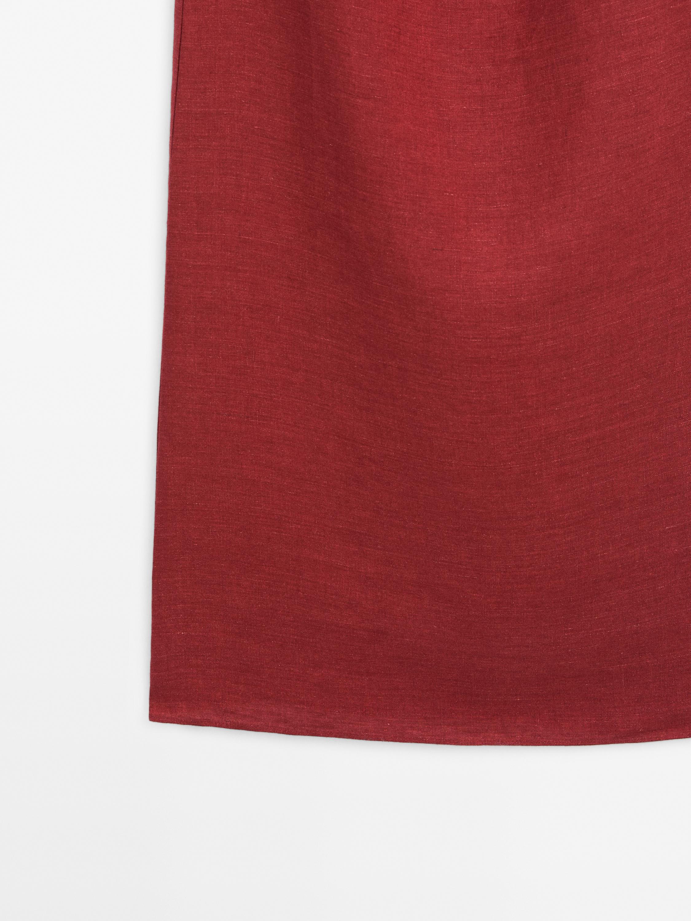 Strapless linen midi dress
