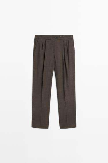 100% cool wool pleated pants — DARK GREY 2