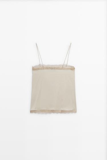 Thin-strap lace camisole — Beige-pink 6