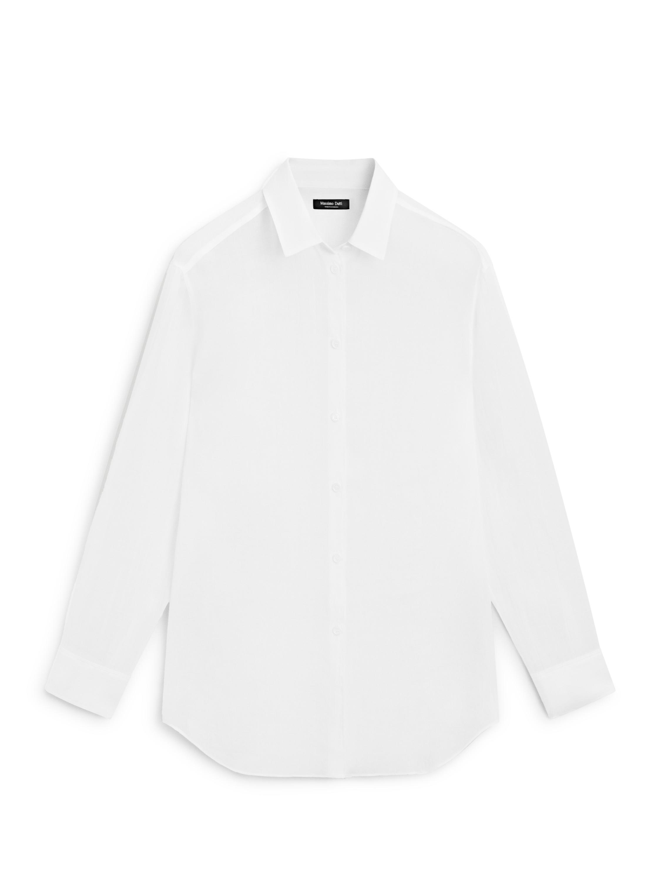 Flowing shirt with shirt collar — WHITE