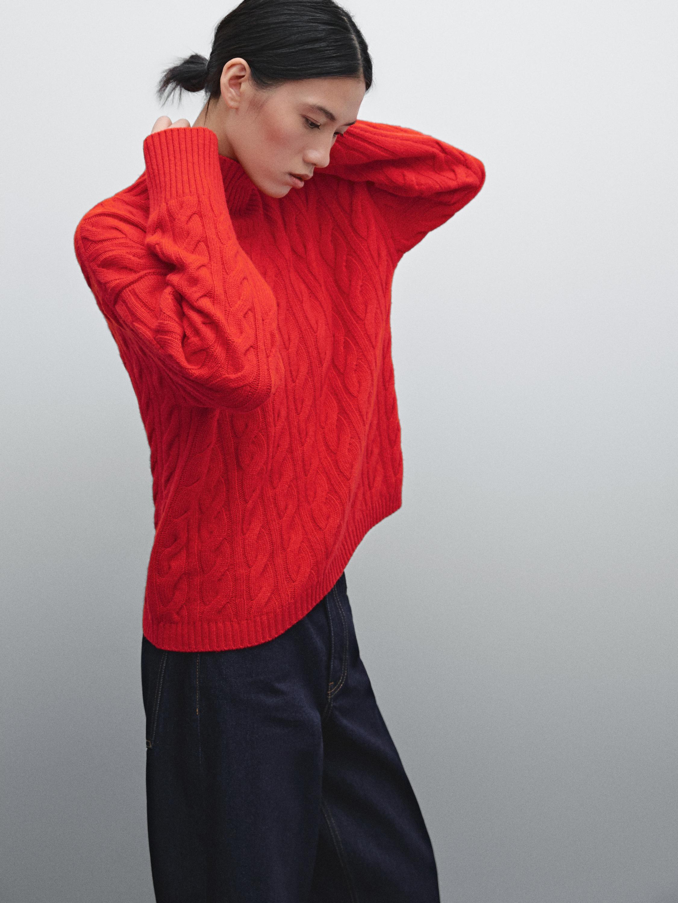 Wool blend cable-knit sweater