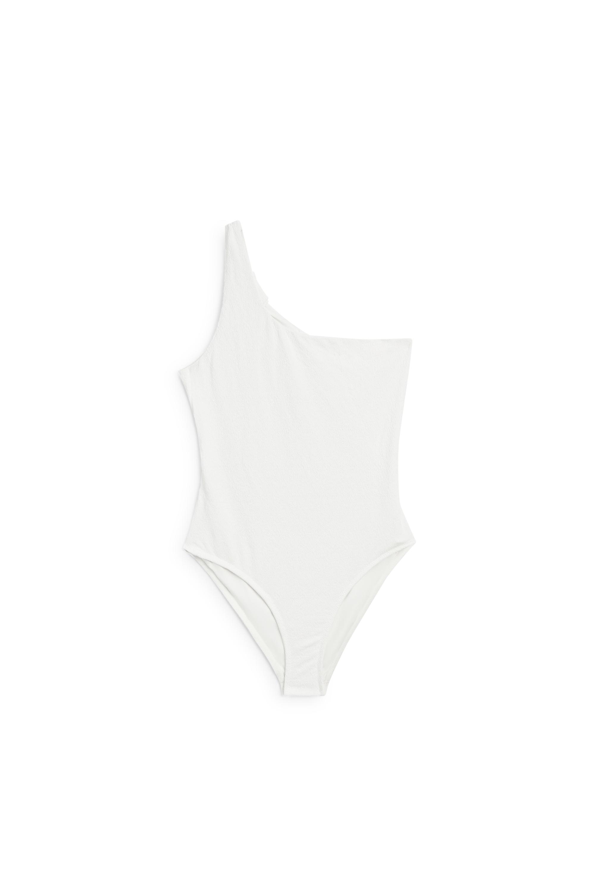 Textured asymmetric swimsuit — Off white