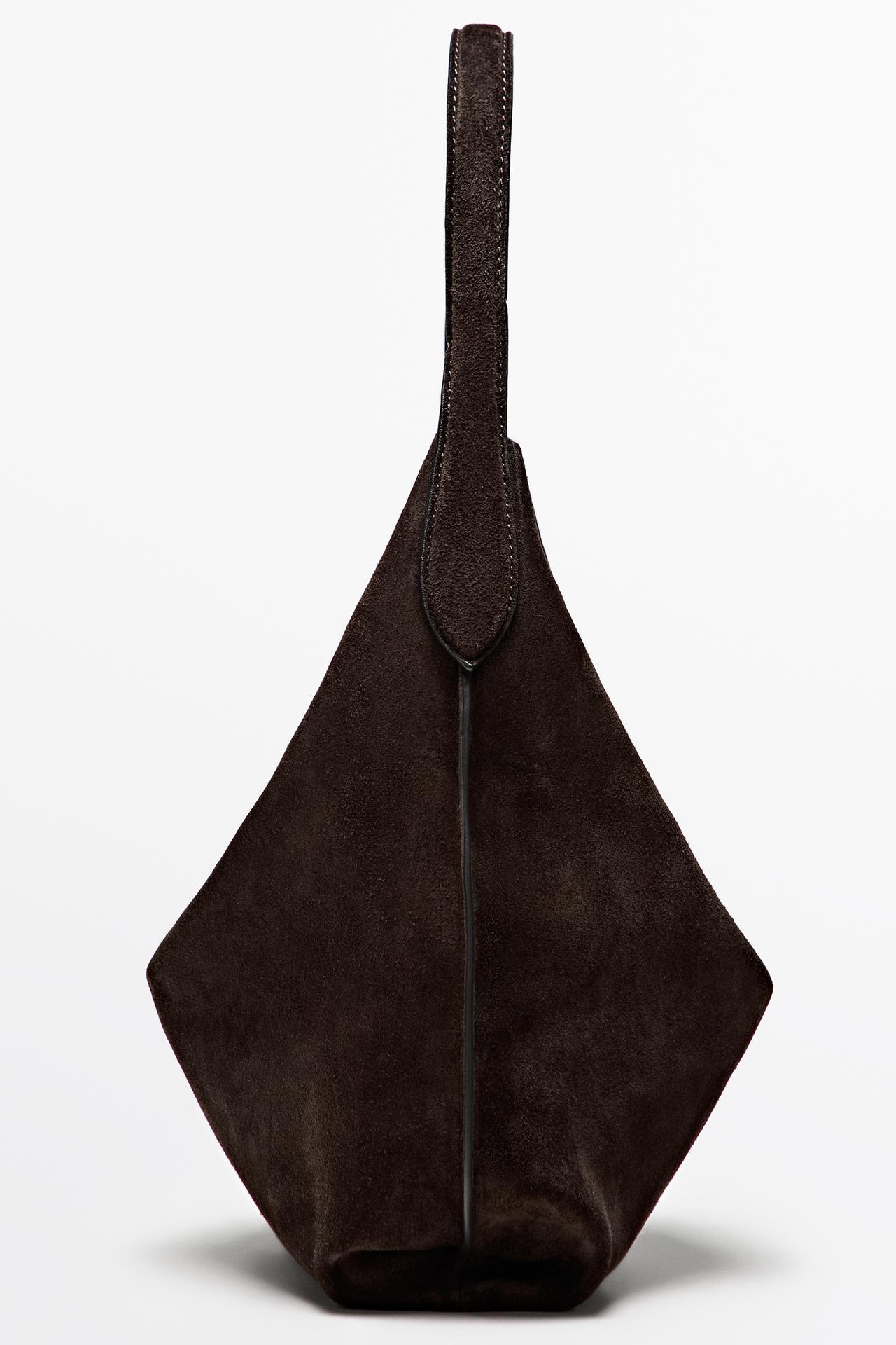 Mini split suede leather bag — Chocolate