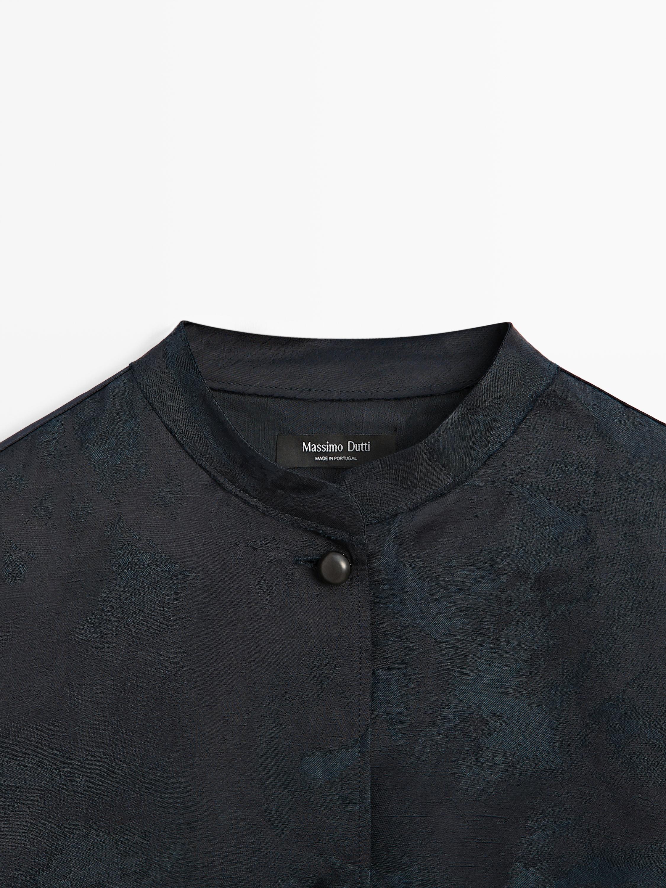 Flowing jacquard shirt — NAVY BLUE