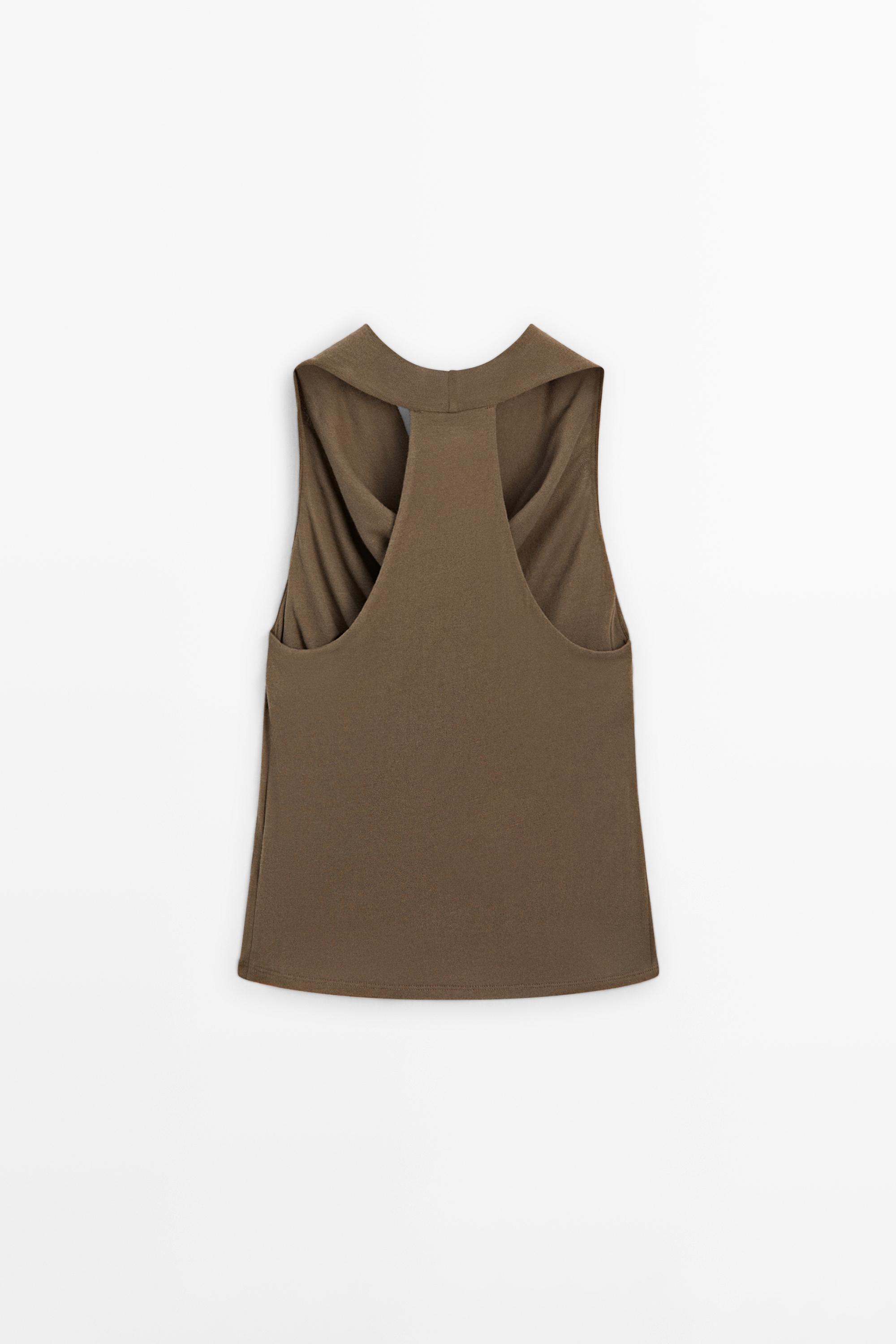 100% cotton draped top — MOLE BROWN