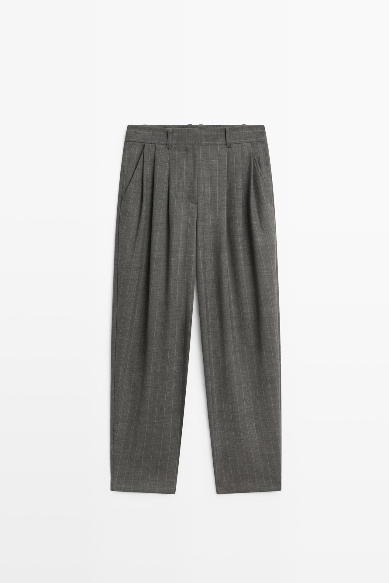 Pinstripe carrot fit pants — CHARCOAL