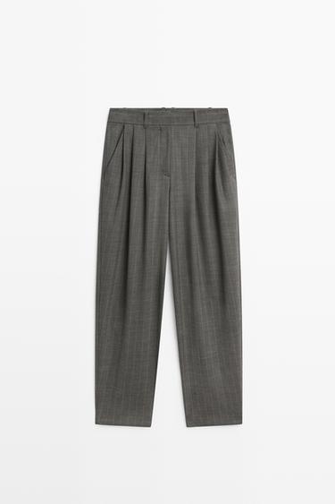 Pinstripe carrot fit pants — CHARCOAL 2