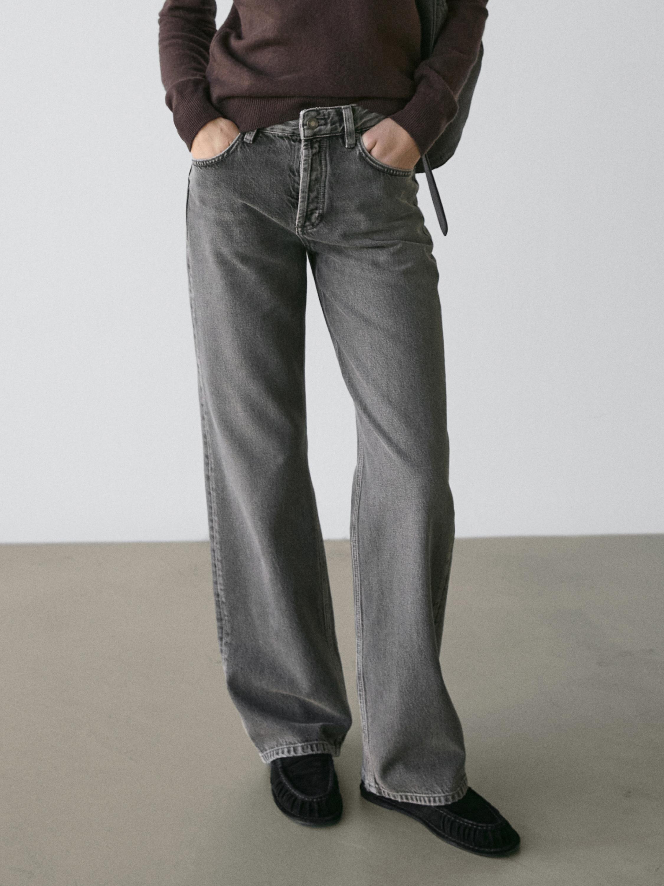 Mid-rise wide-leg jeans — CHARCOAL