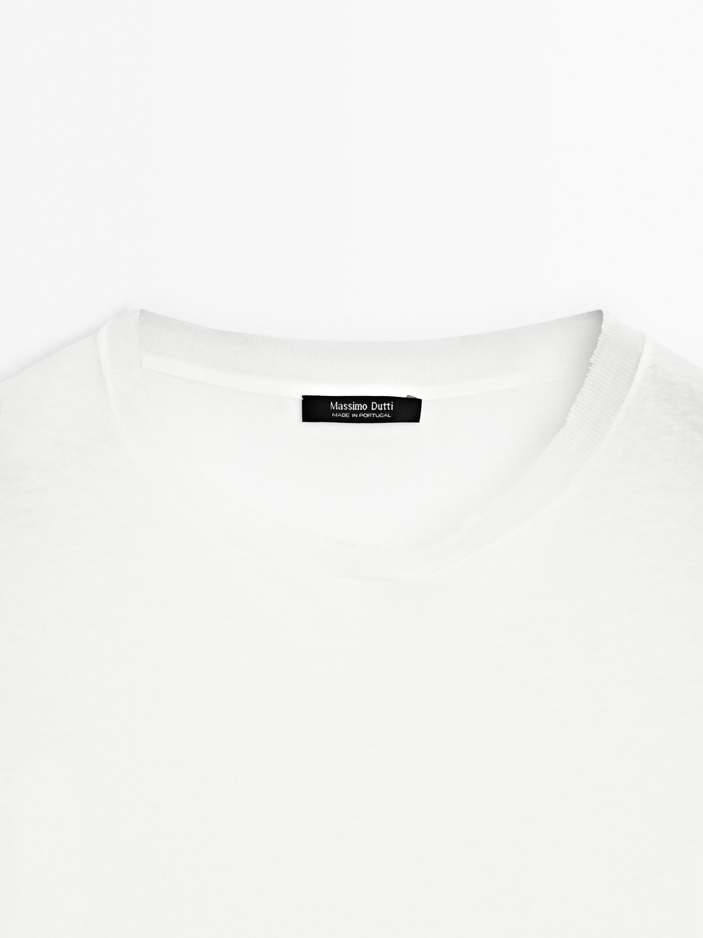 100% cotton semi-sheer T-shirt with collar detail — Off white