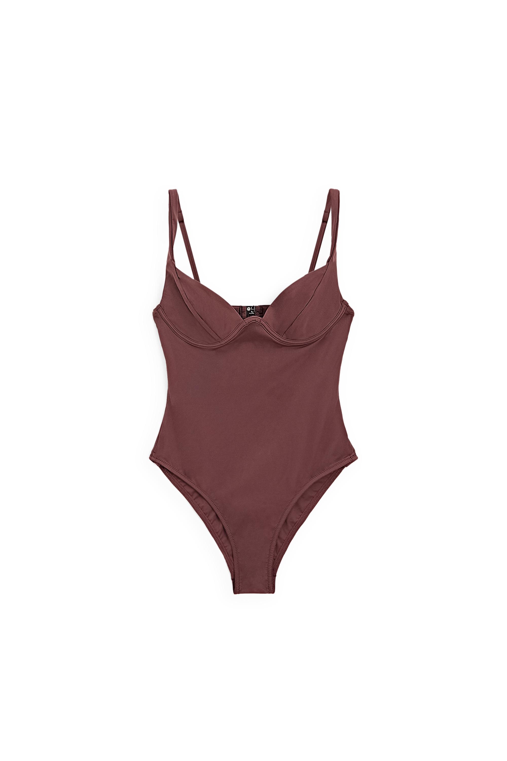 Swimsuit with underwire and wide straps — BROWN