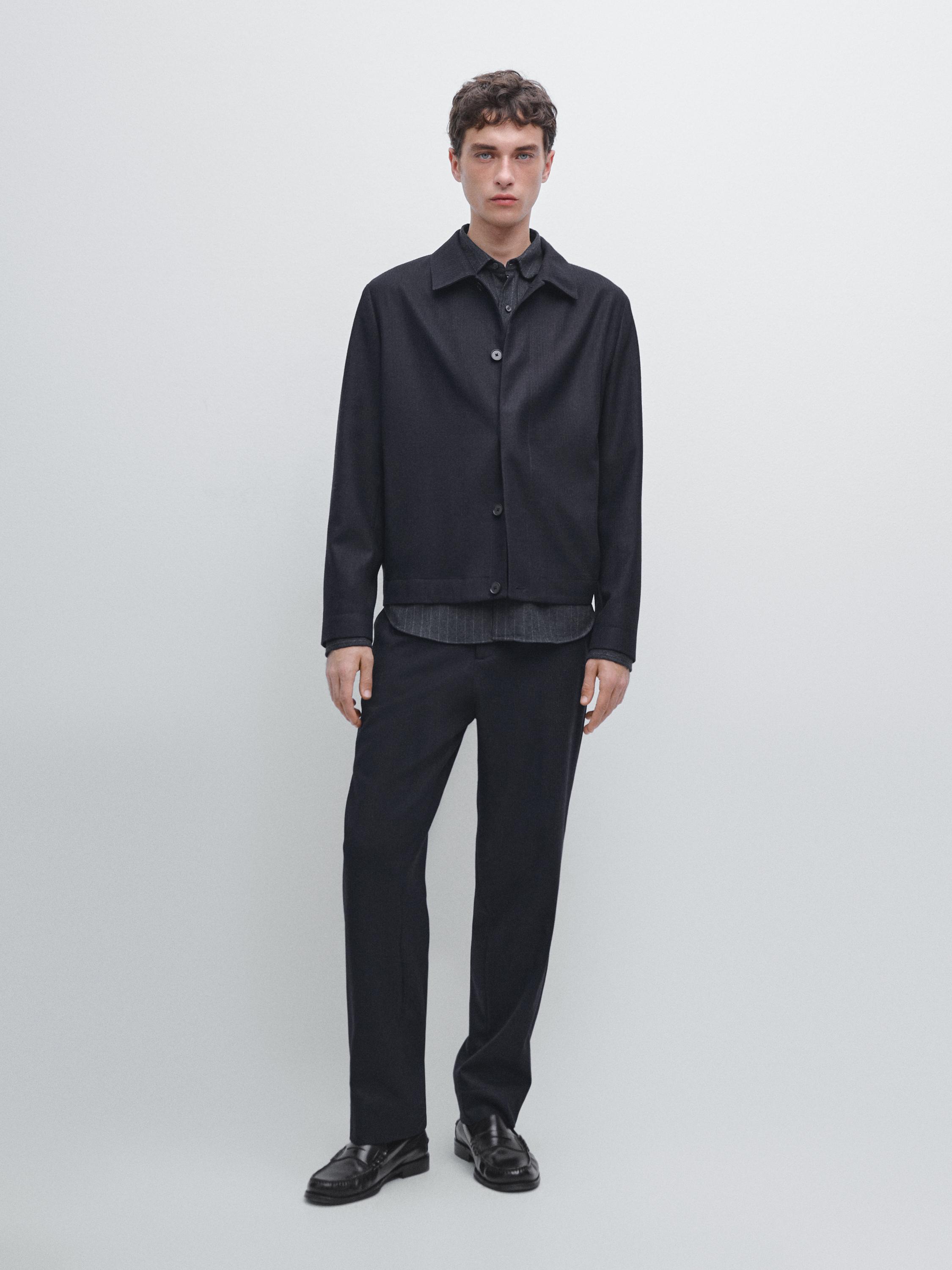 këmishë-xhaketë me efekt kadifeje 100% lesh