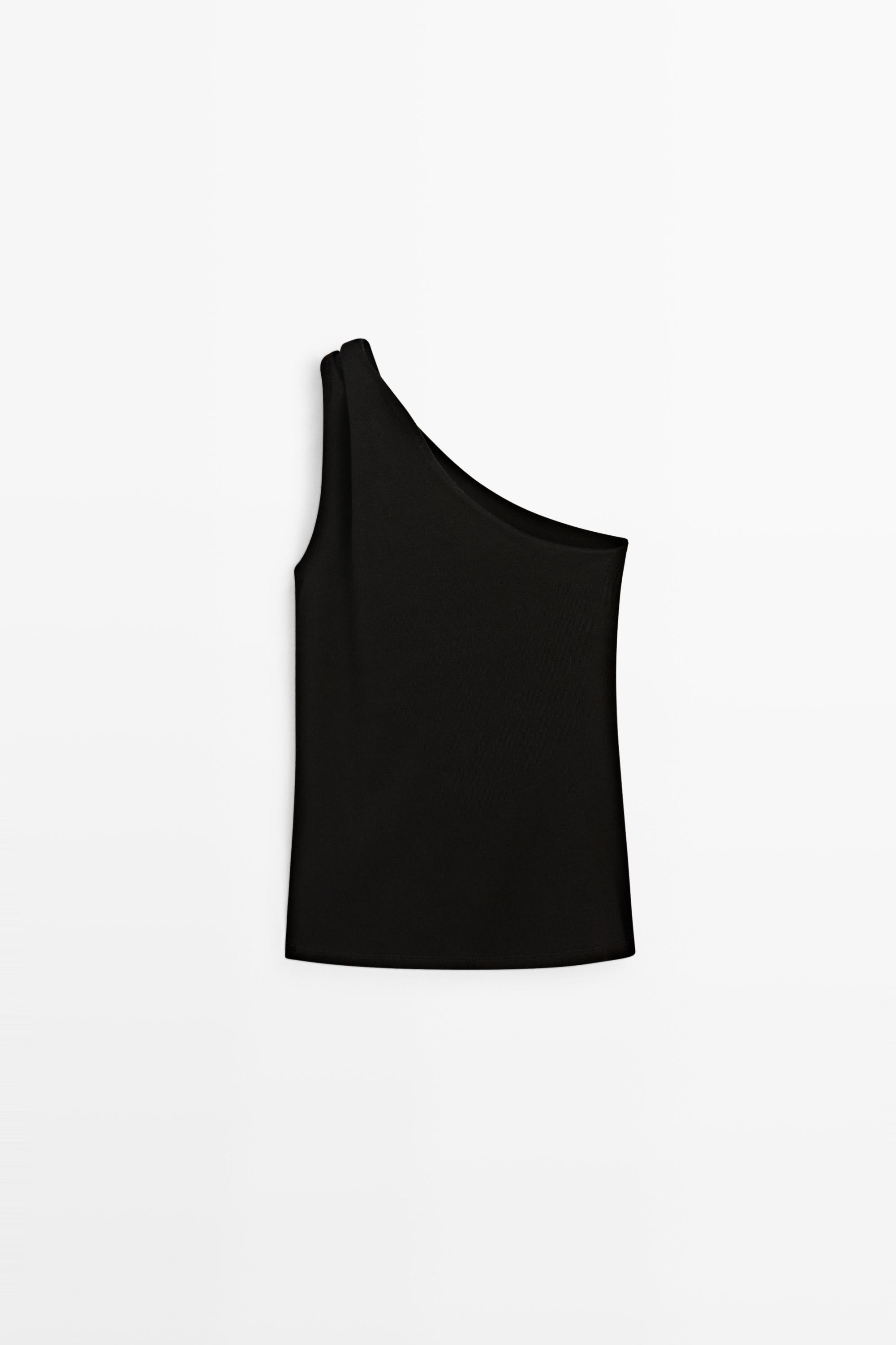 Asymmetric top with metal detail — BLACK