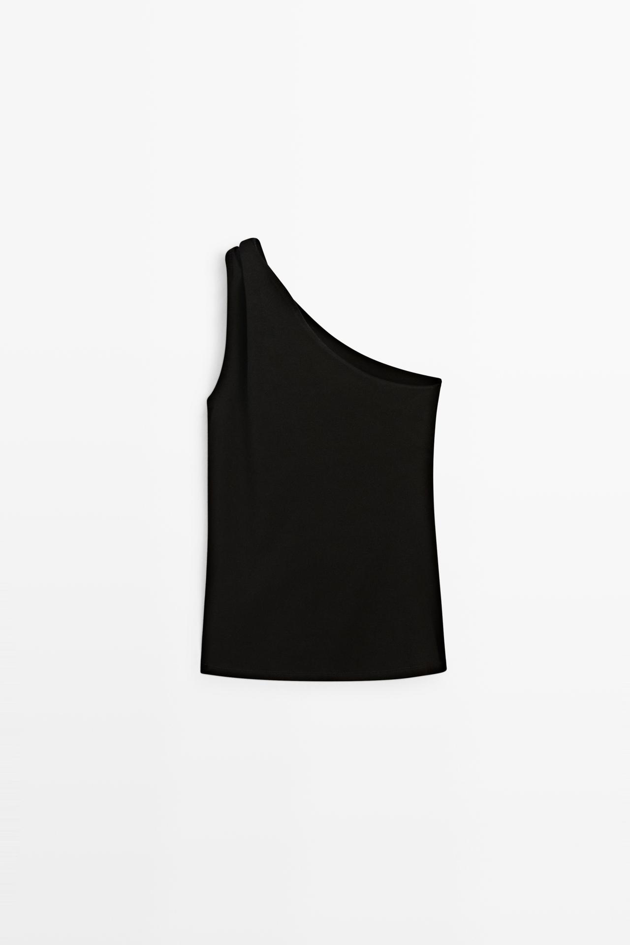 Asymmetric top with metal detail — BLACK