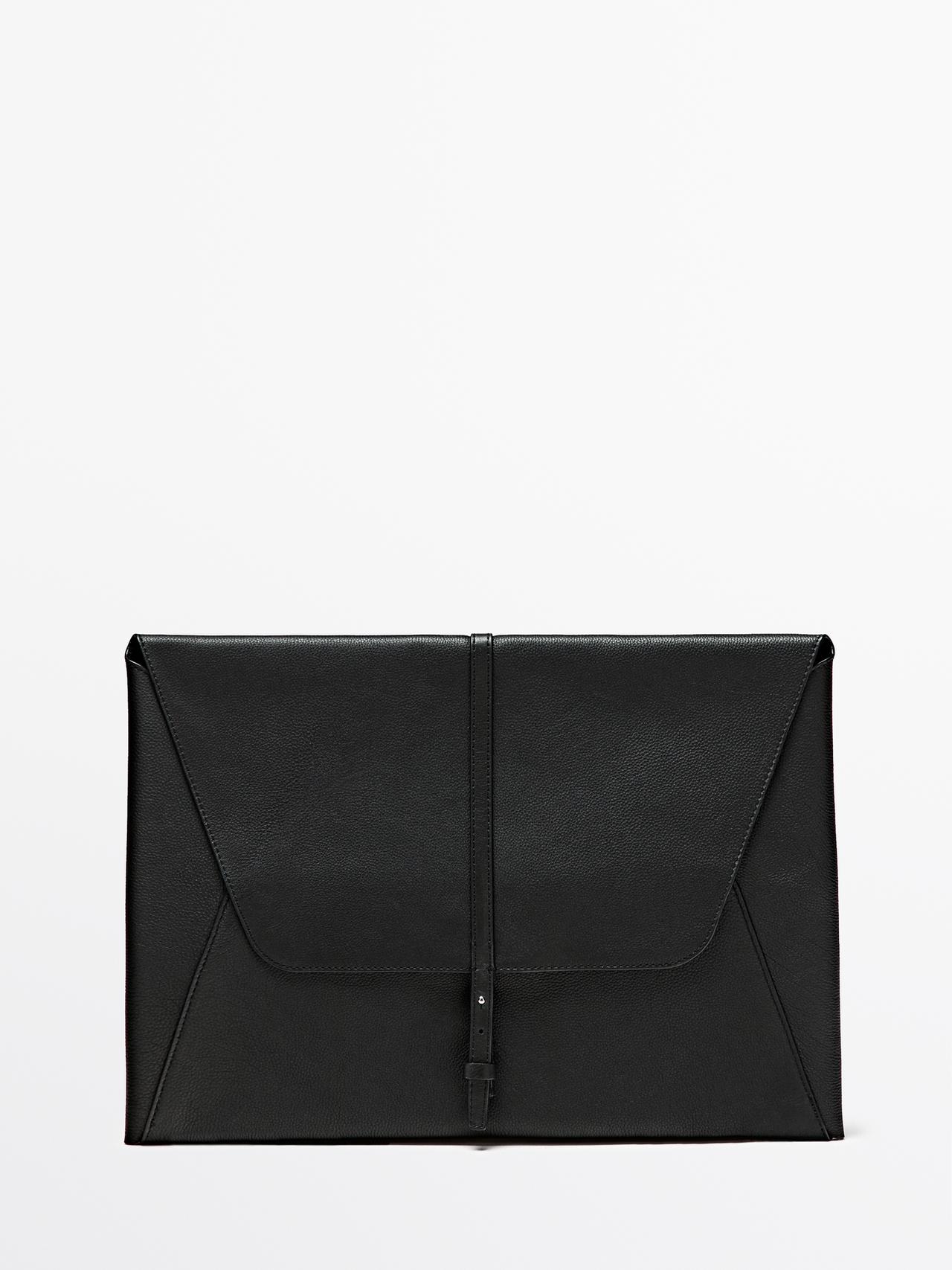 Funda Portátil Piel Bovina Acabado Napa - Negro - 01 - Massimo Dutti - Hombre