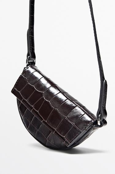 Croco-effect leather mini bag — BROWN 3