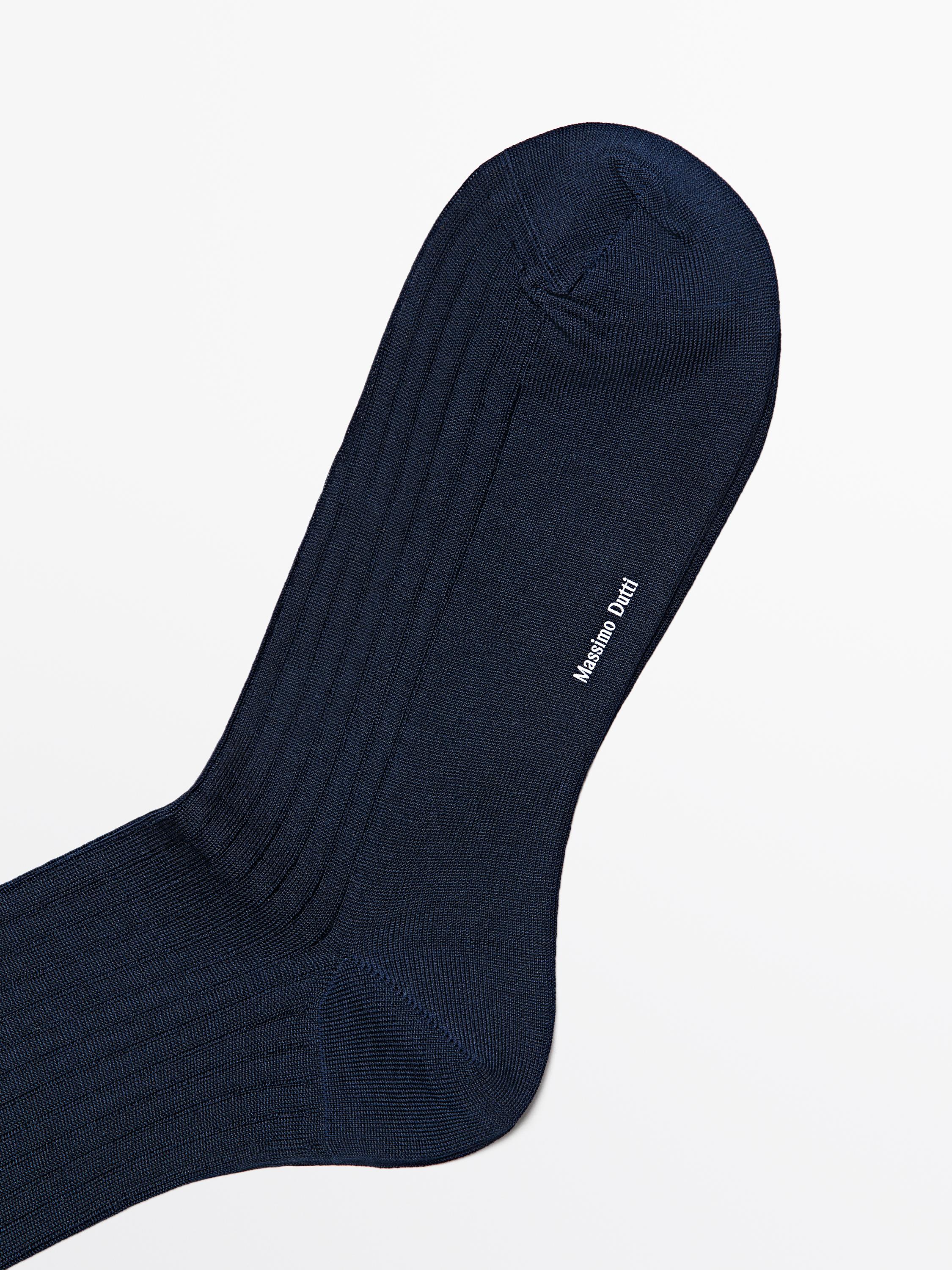 Ribbed smart socks — NAVY BLUE