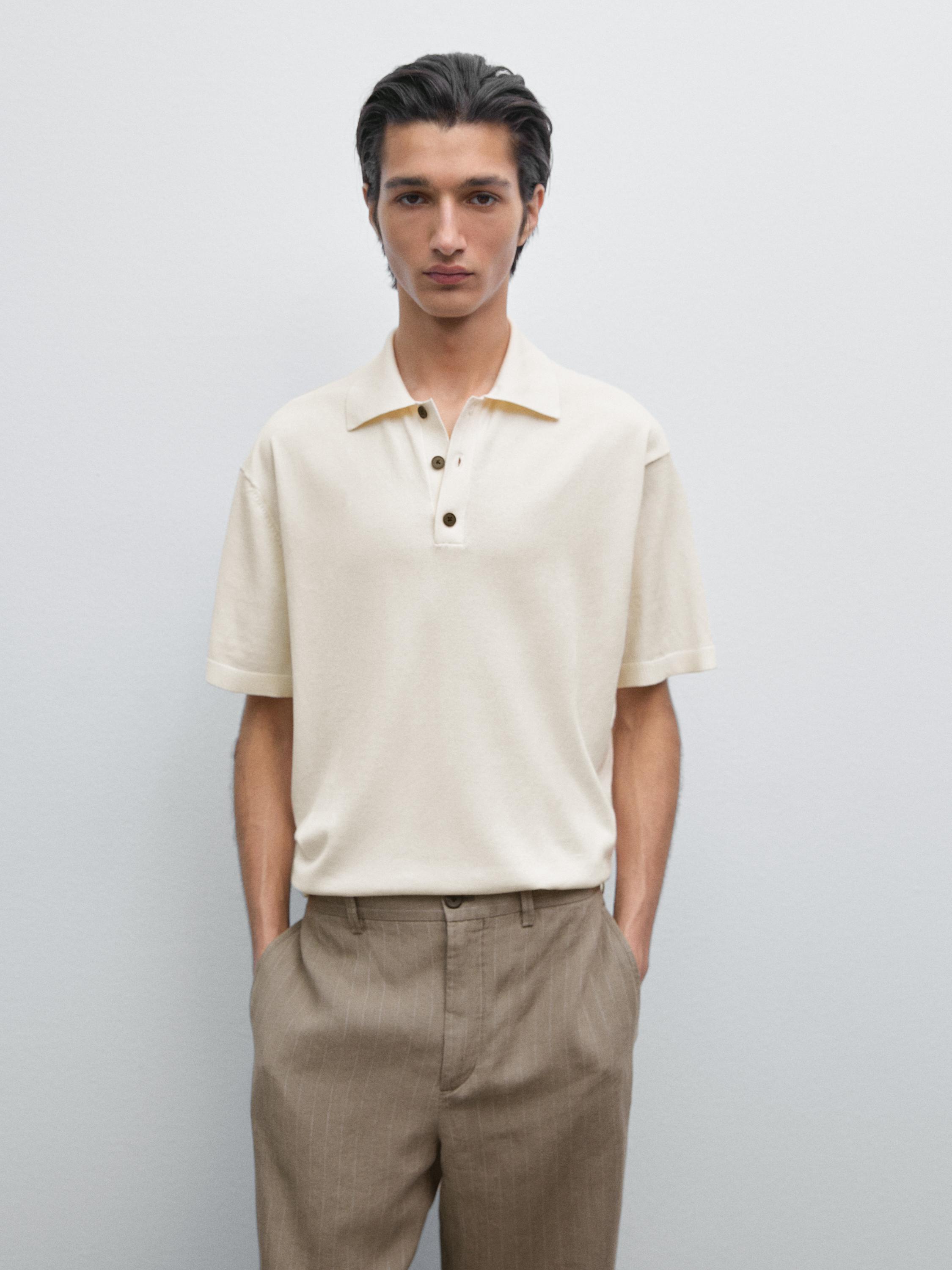 Regular fit knit polo shirt 100% cotton