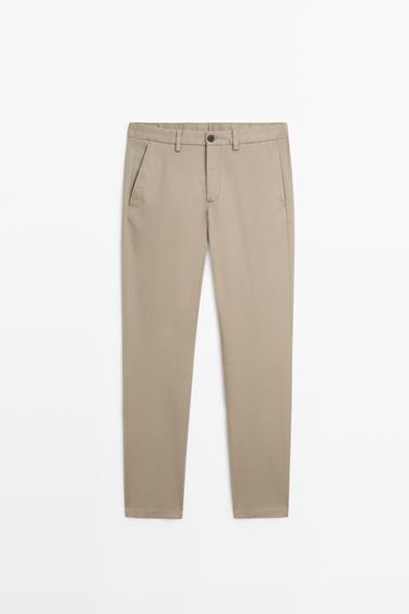 Cotton blend slim fit pants — GREEN 2