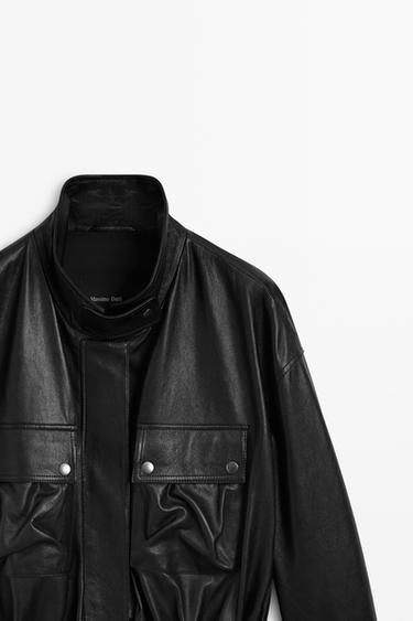 Nappa leather jacket with pocket details — BLACK 4