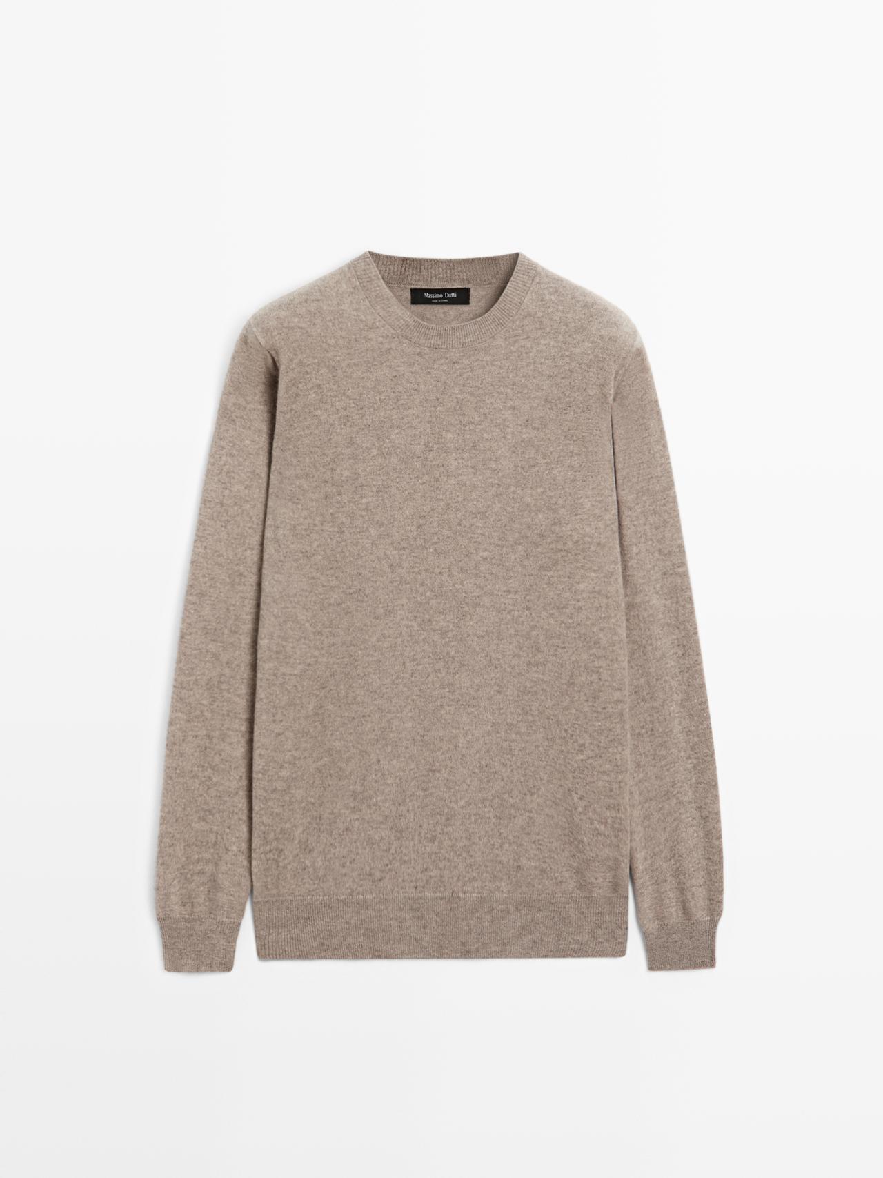 Massimo Dutti - Herre - Trøje I Uldblanding Med Rund Hals - Mink - M