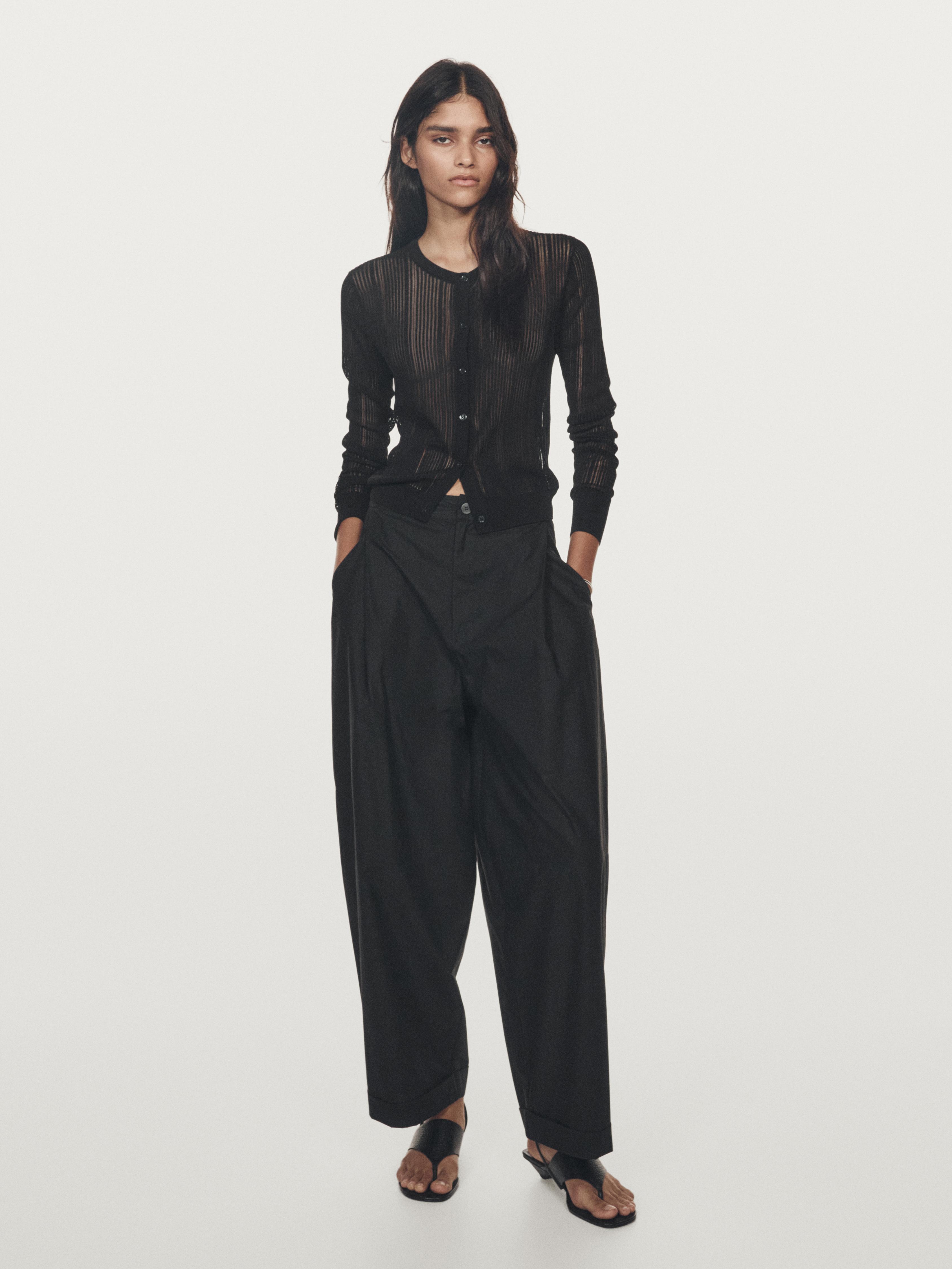 Barrel fit trousers with turn-up detail