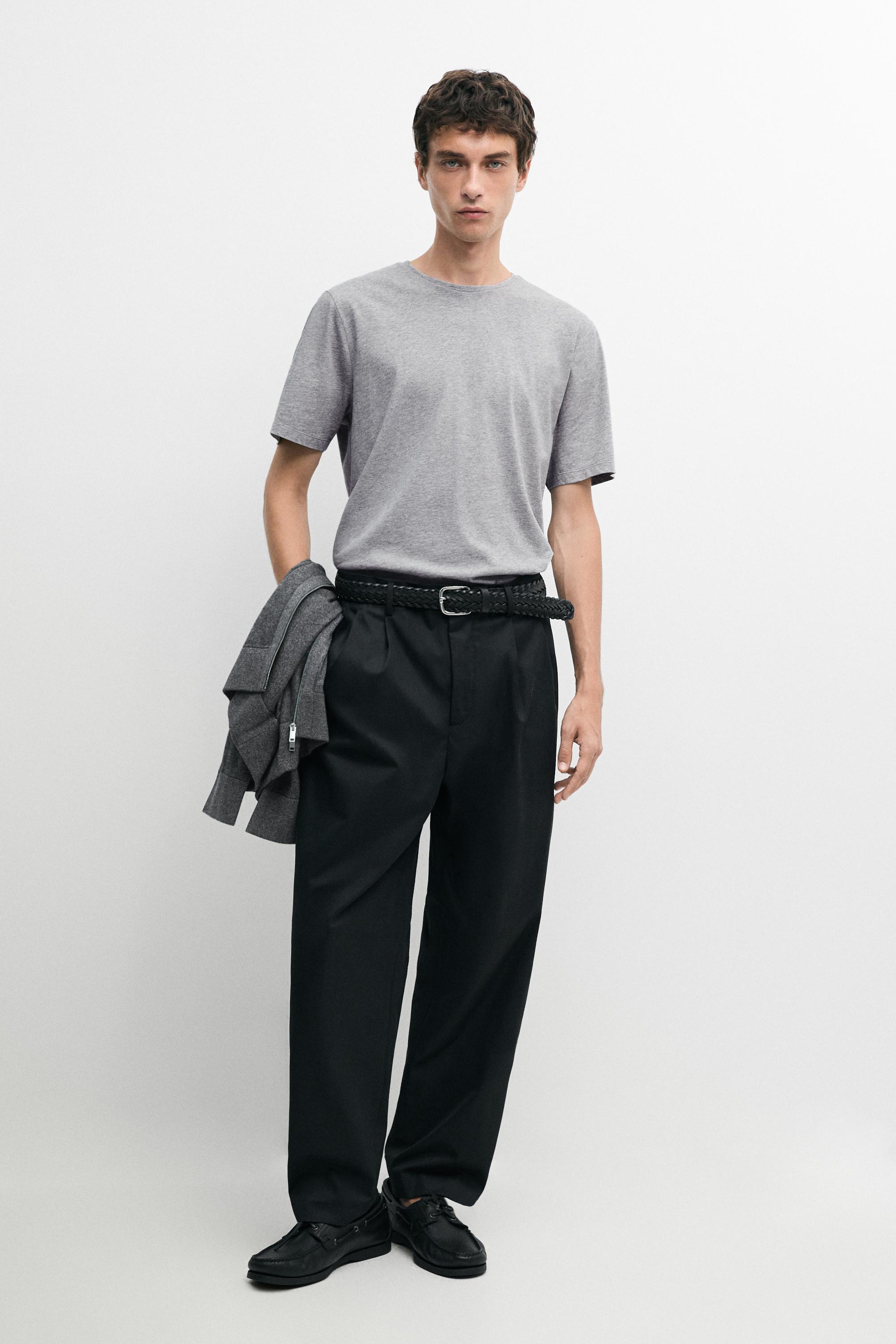Short sleeve melange cotton T-shirt