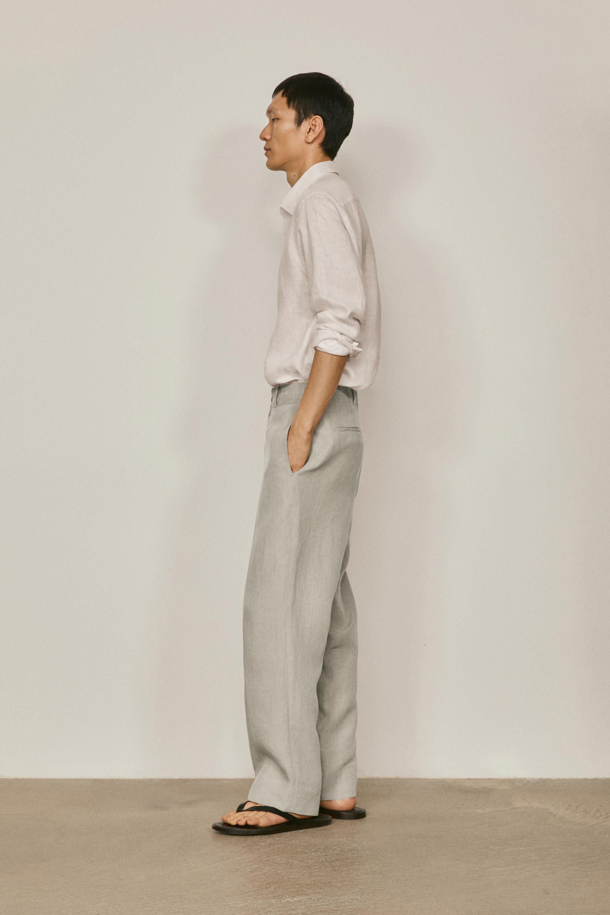 100% linen trousers - Limited Edition — KHAKI