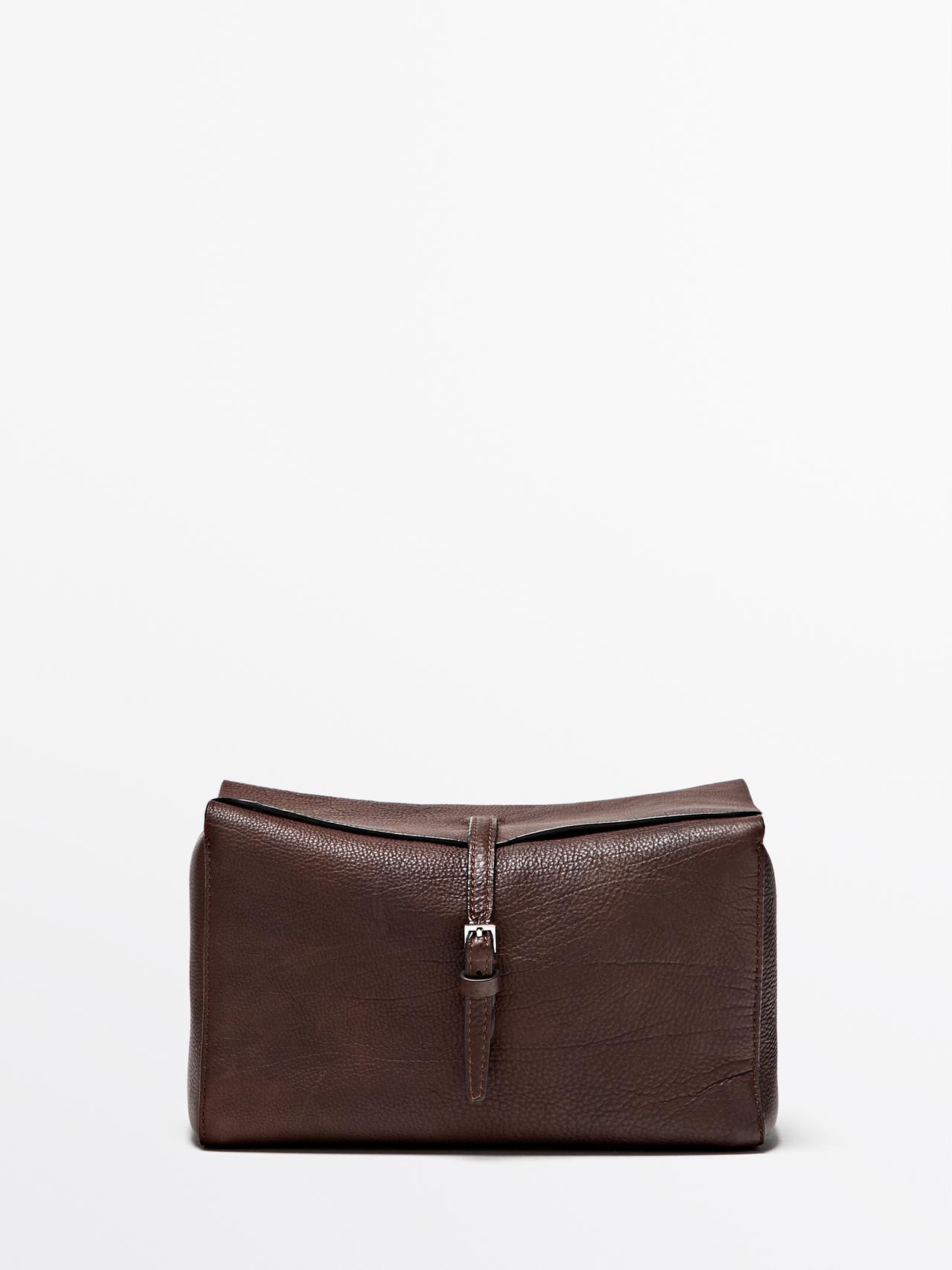 Trousse De Voyage En Cuir Nappa - Chocolat - 01 - Massimo Dutti - Femme