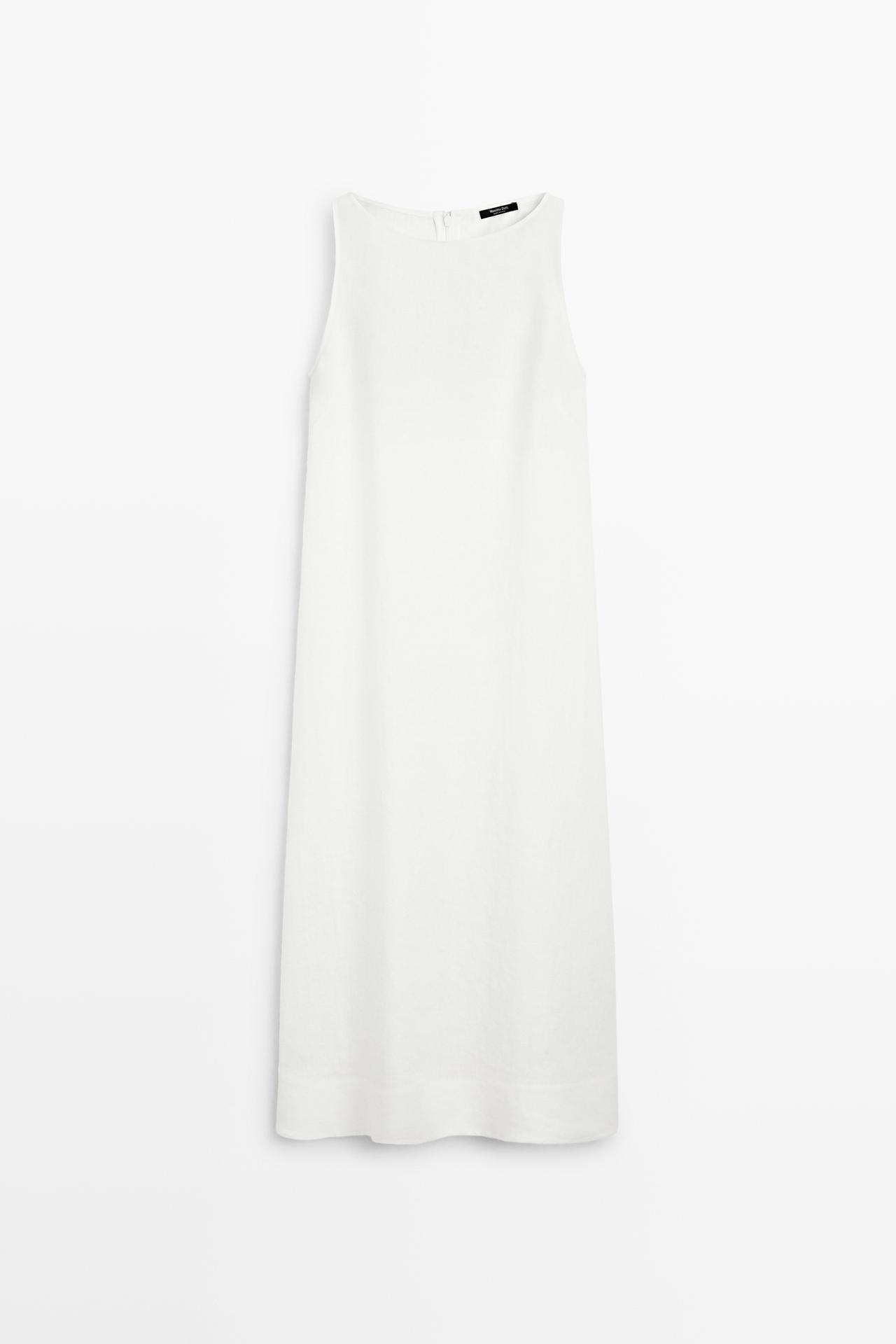 100% linen halter dress — WHITE
