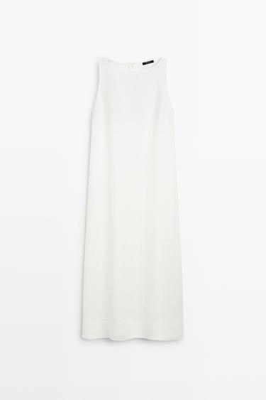 100% linen halter dress — WHITE 2