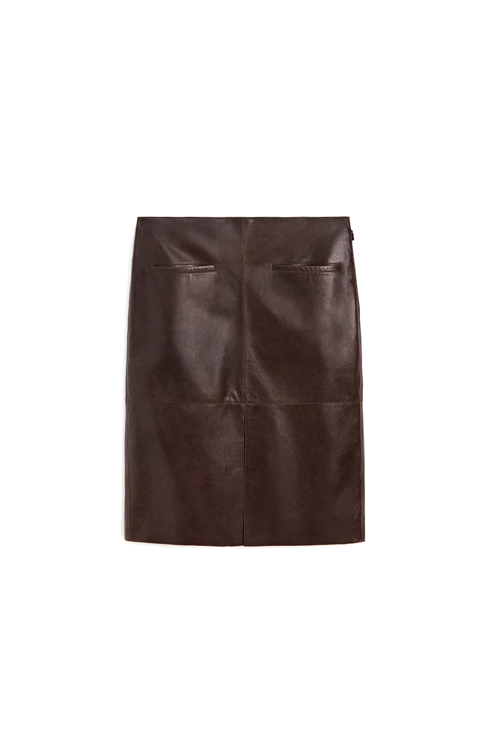 Massimo Dutti Deri cepli midi etek görsel 4
