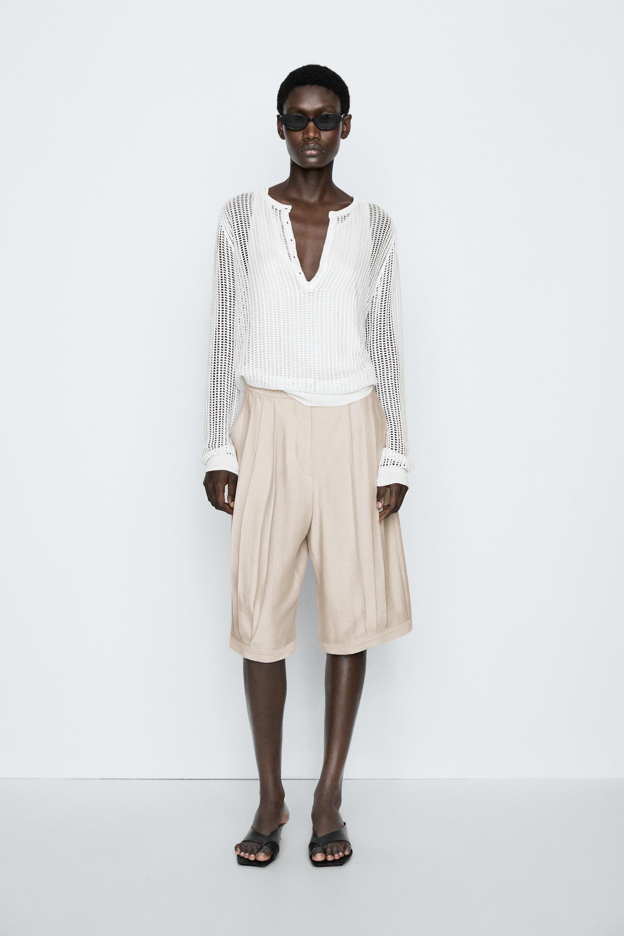 Cutwork knit button-up sweater - STUDIO