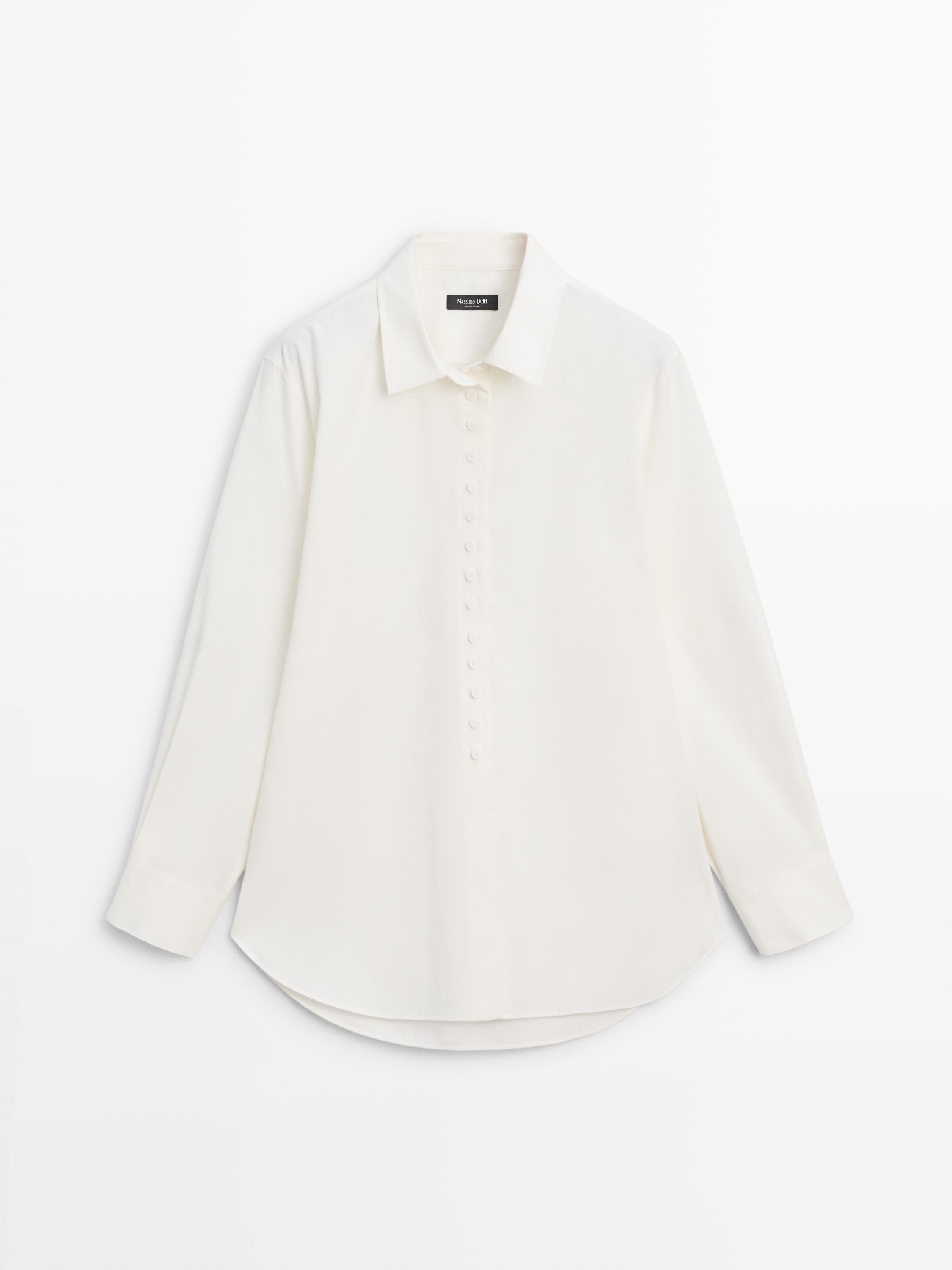 버튼 디테일 100% 코튼 셔츠