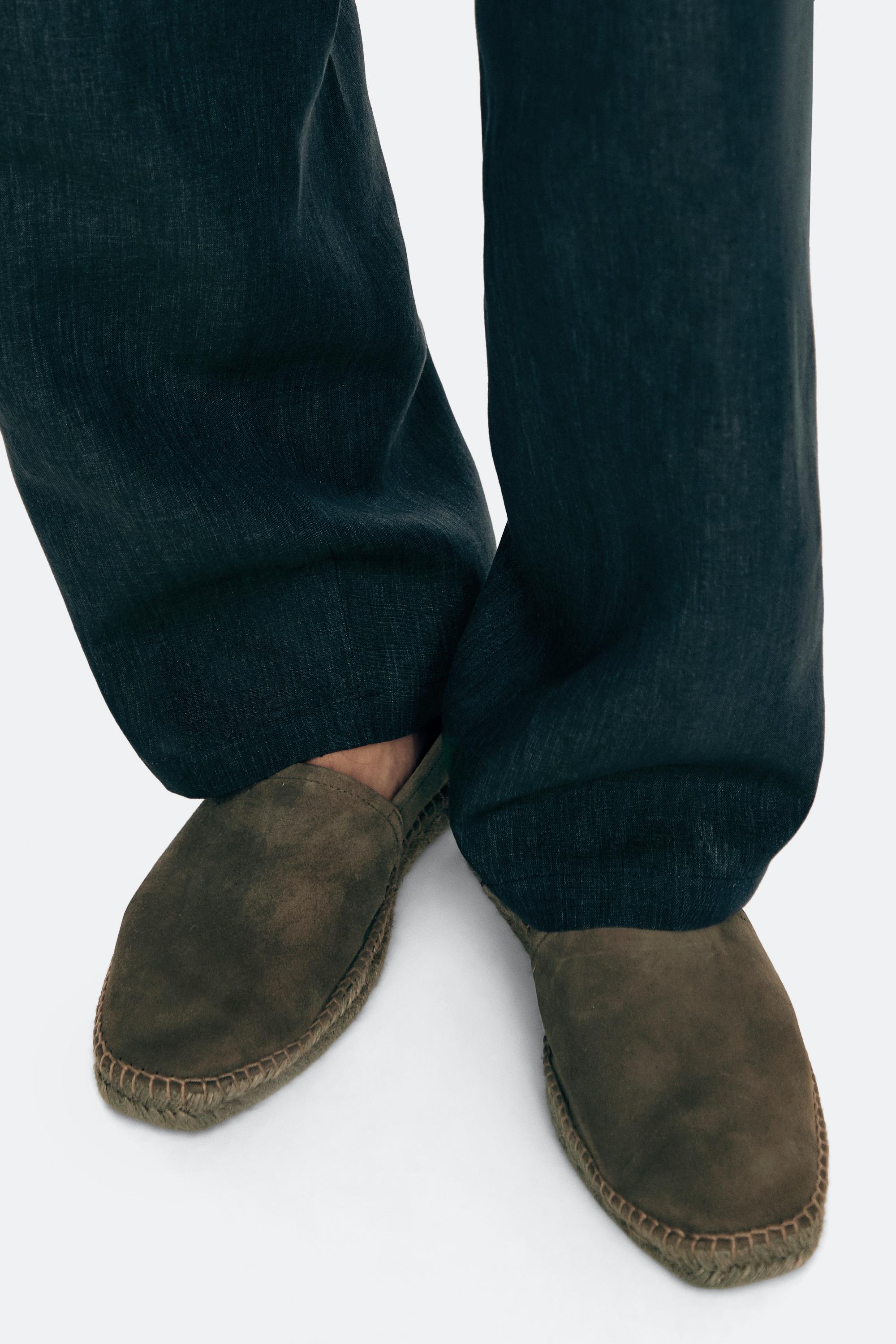 Leather espadrilles — KHAKI