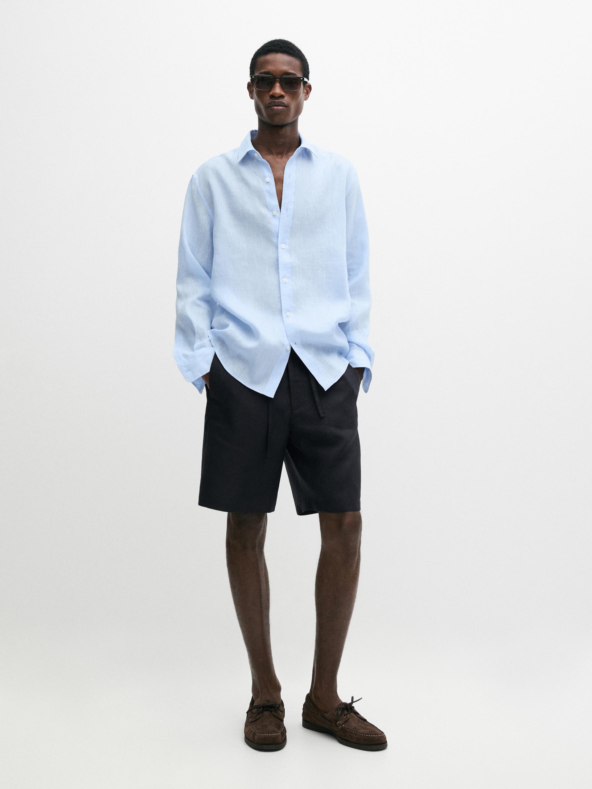 Bermuda Court 100 % Lin - Bleu Marine - L - Massimo Dutti - Homme