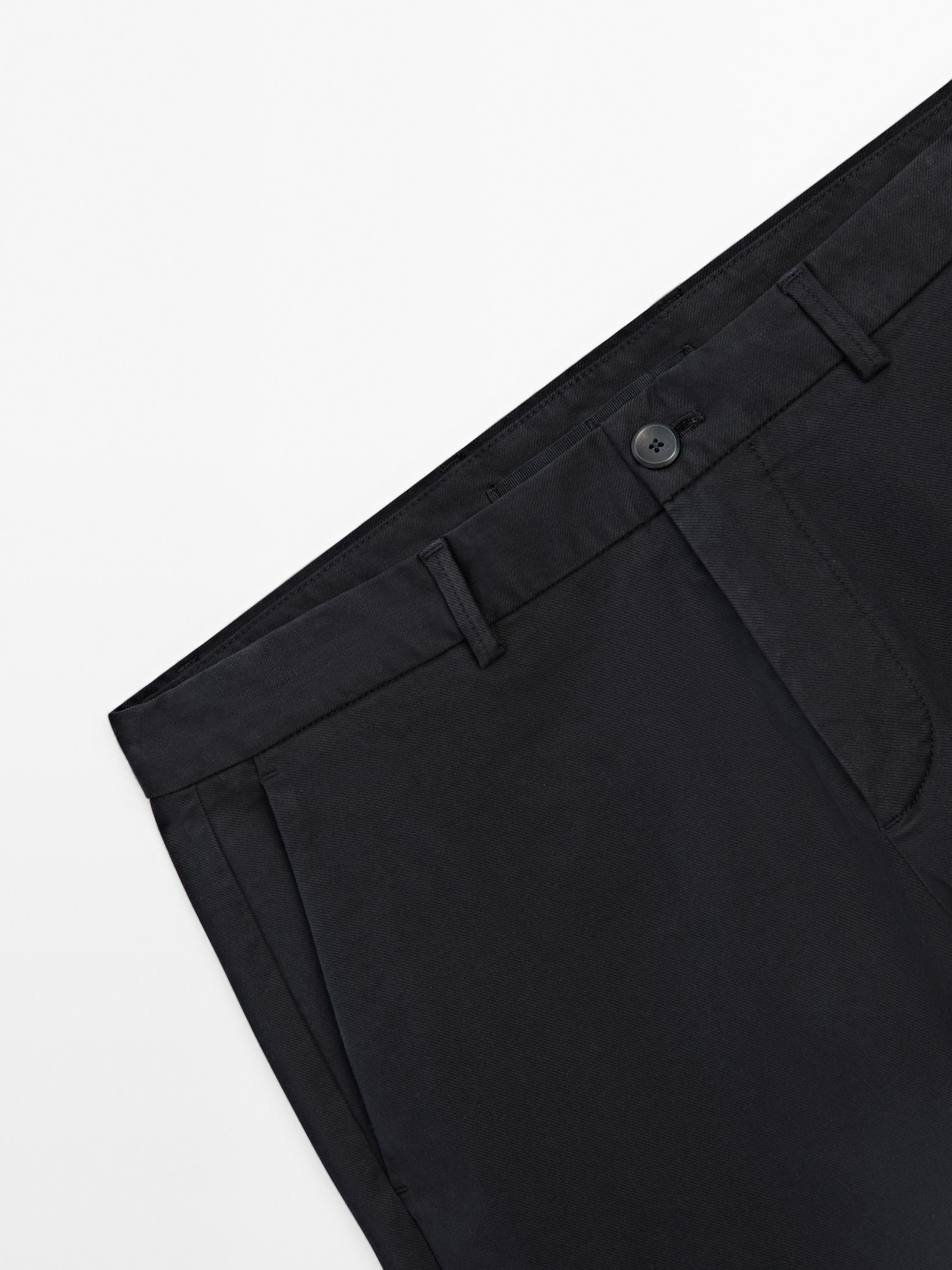 Cotton blend regular fit trousers