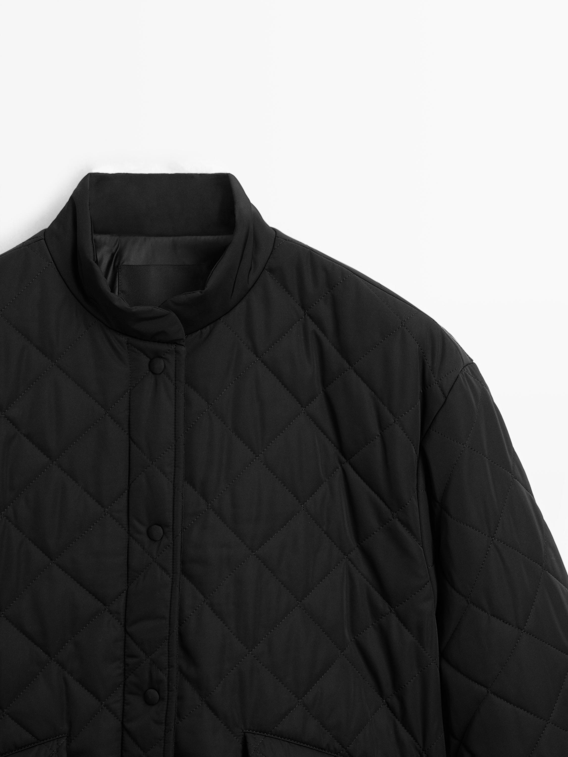 Short water-repellent puffer jacket — BLACK