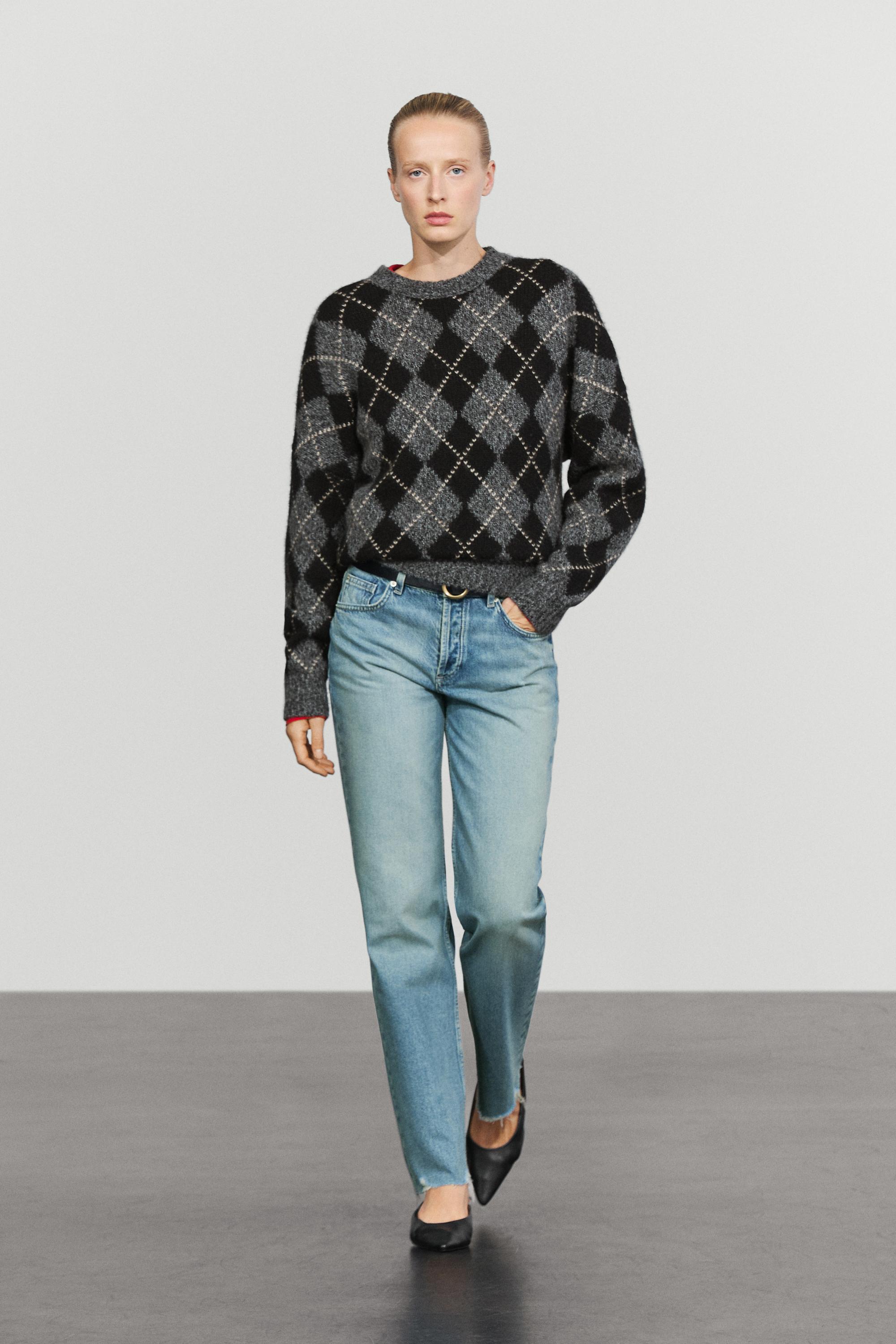 Argyle knit sweater with cashmere