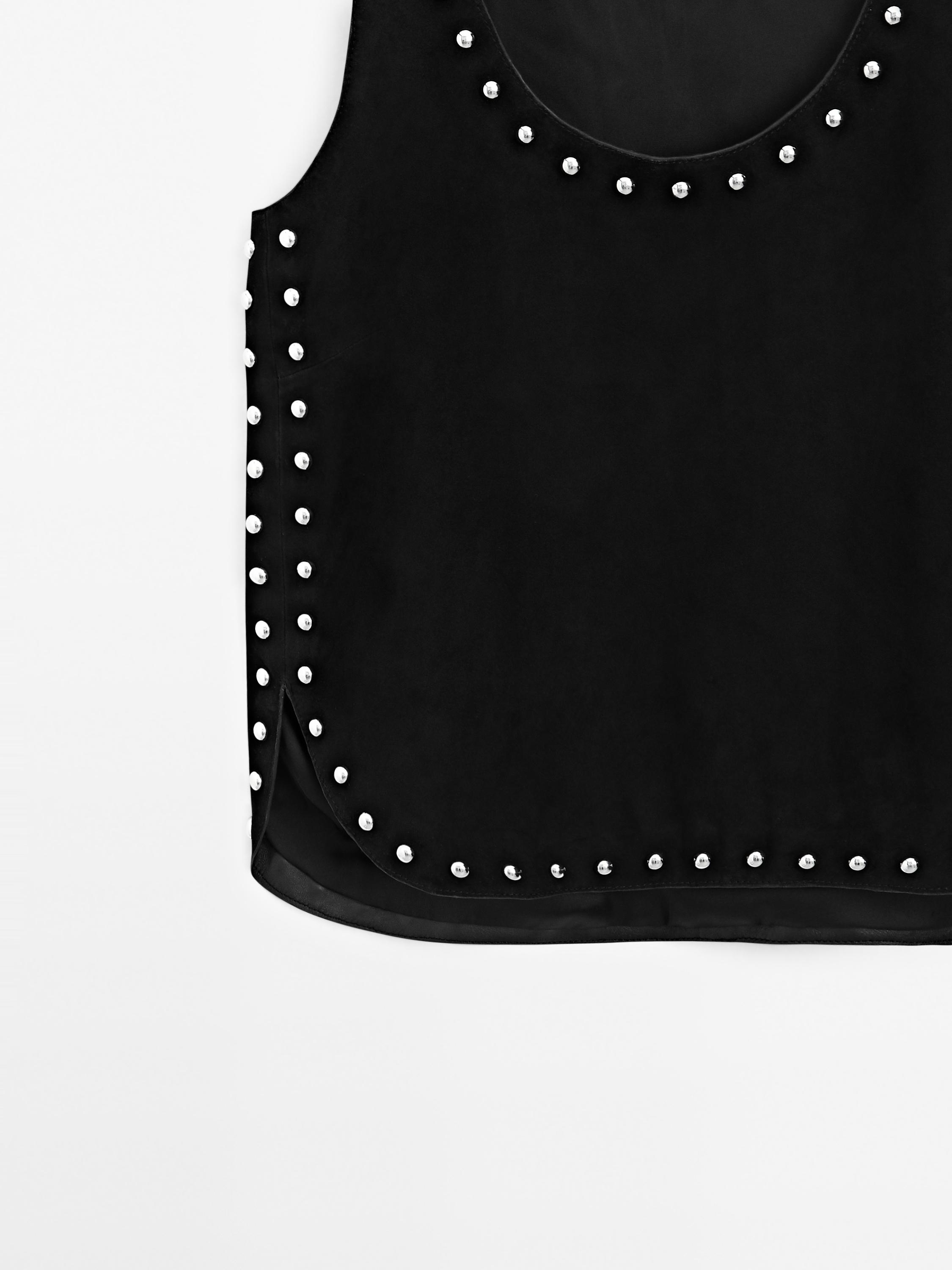 Suede leather top with stud details