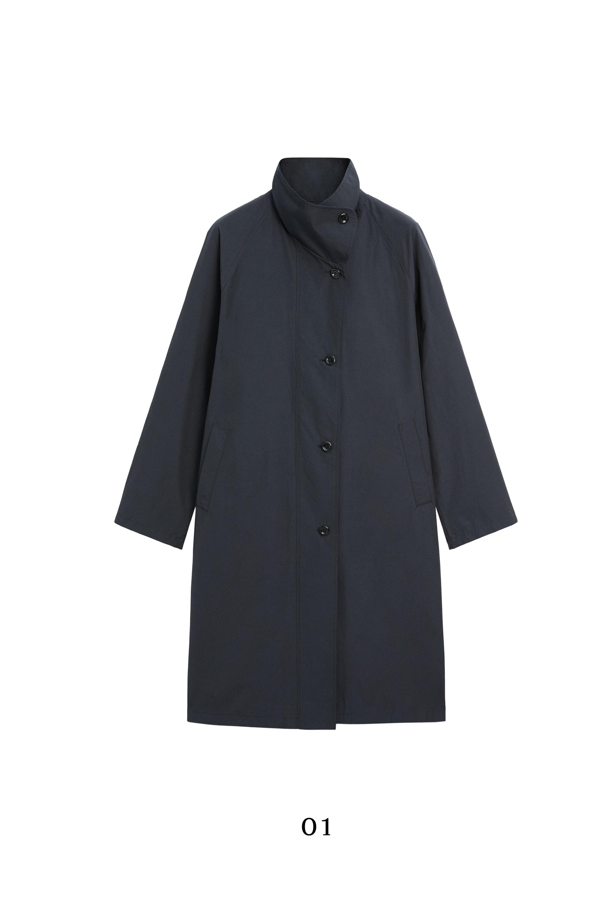 High neck technical trench coat — DARK NAVY