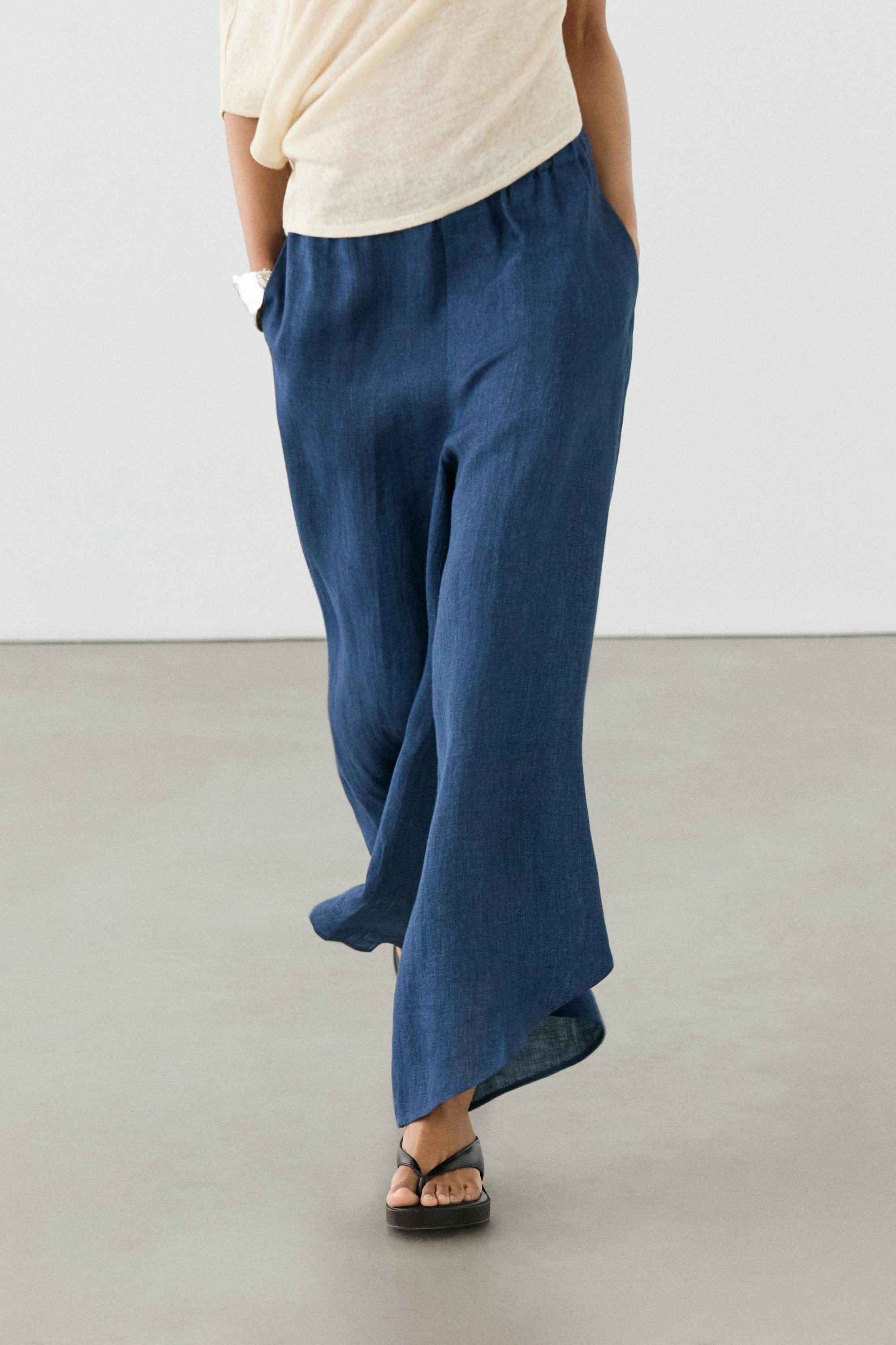 Total look linen trousers — BLUE