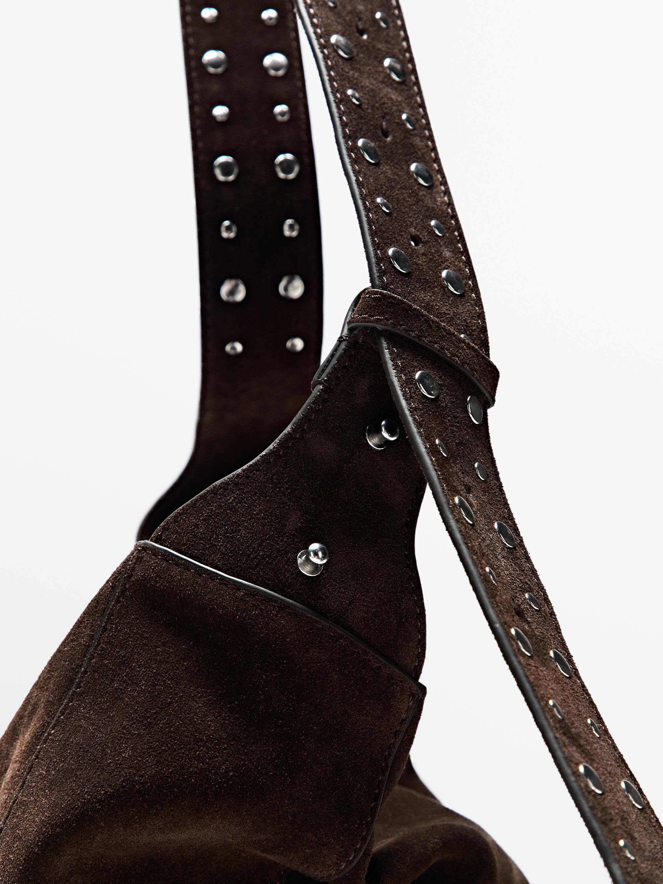 Bolso maxi bucket piel serraje